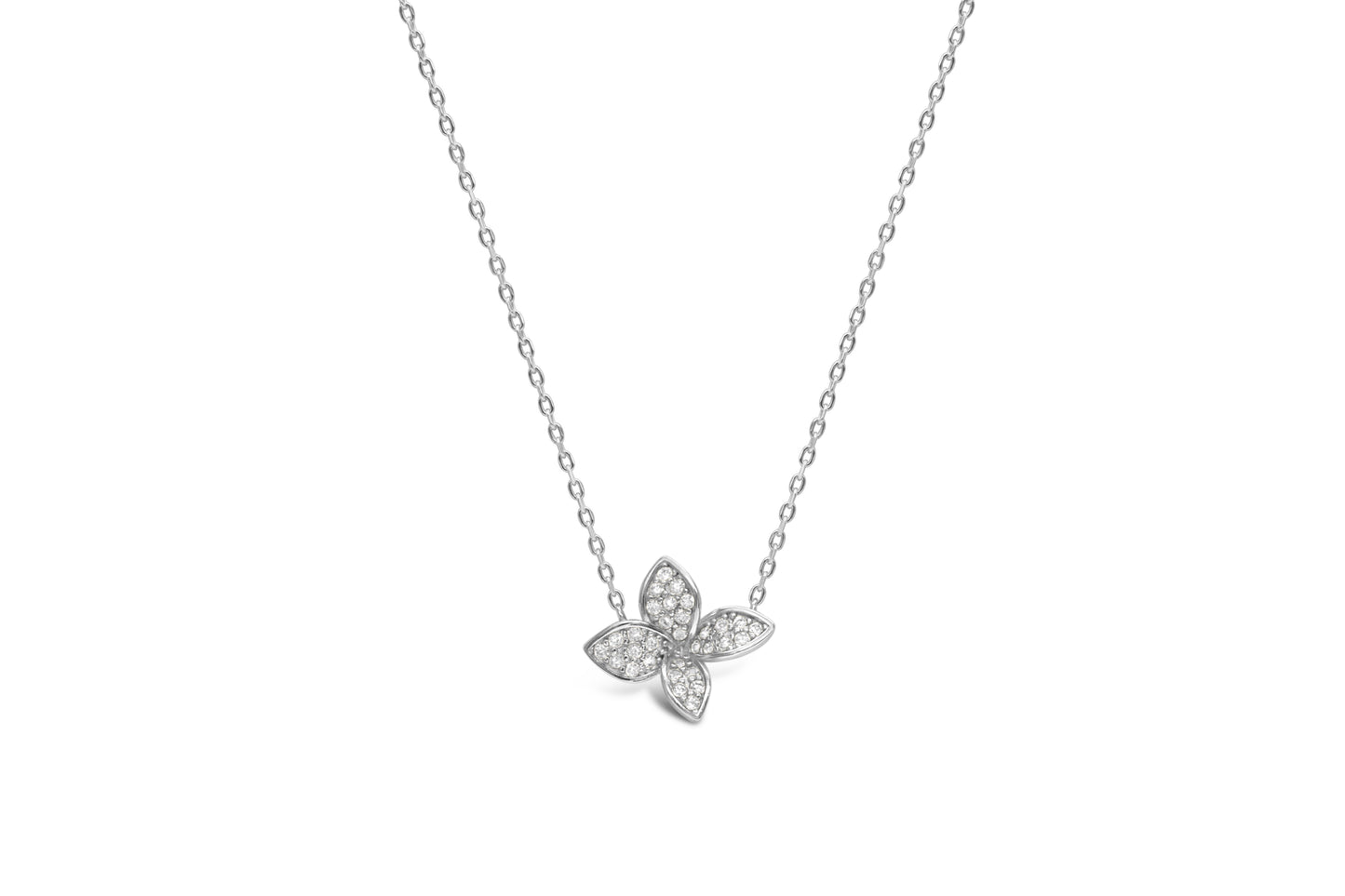 Pave CZ Petal Necklace