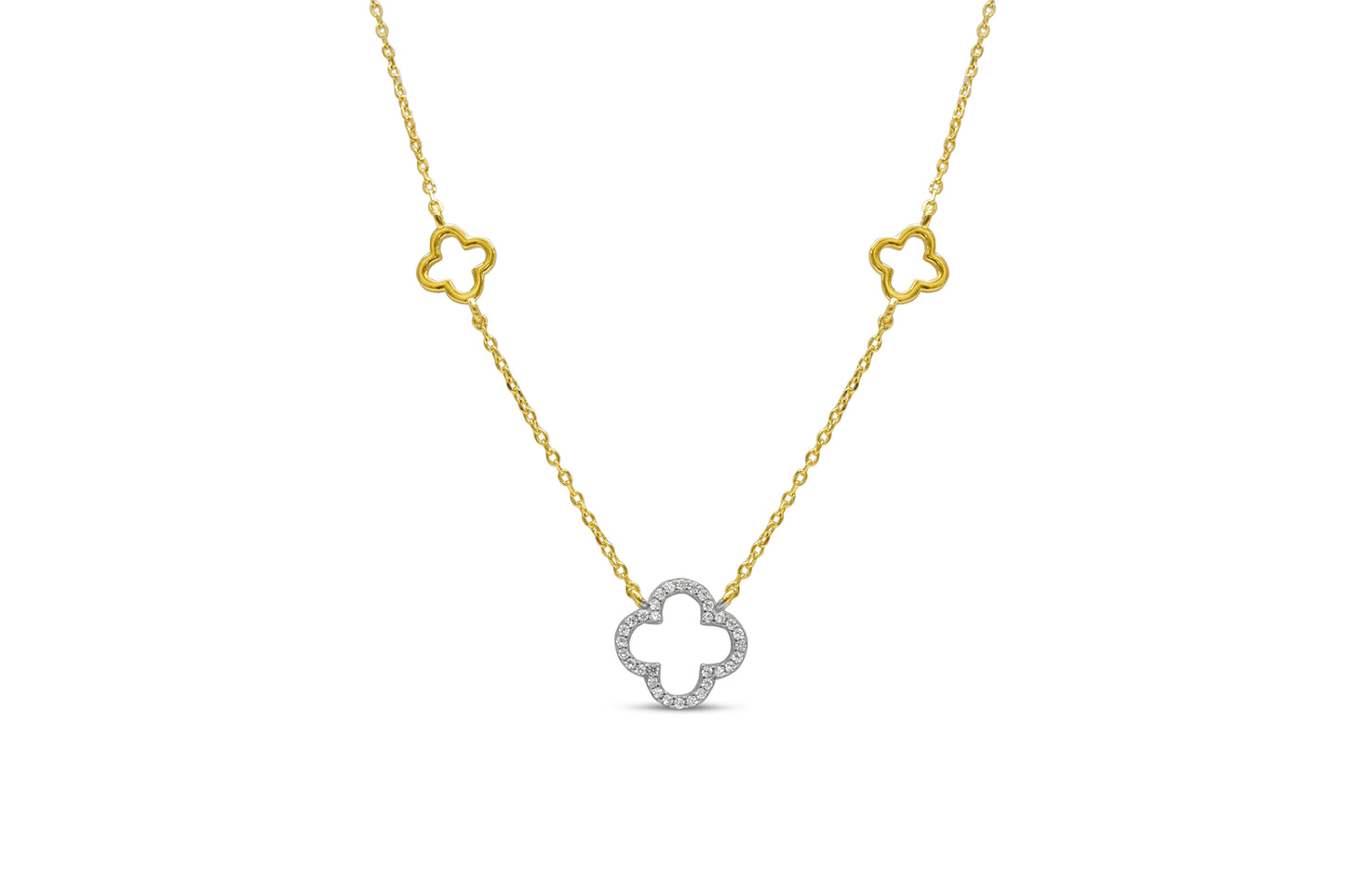 Open Clover Chain Station Necklace