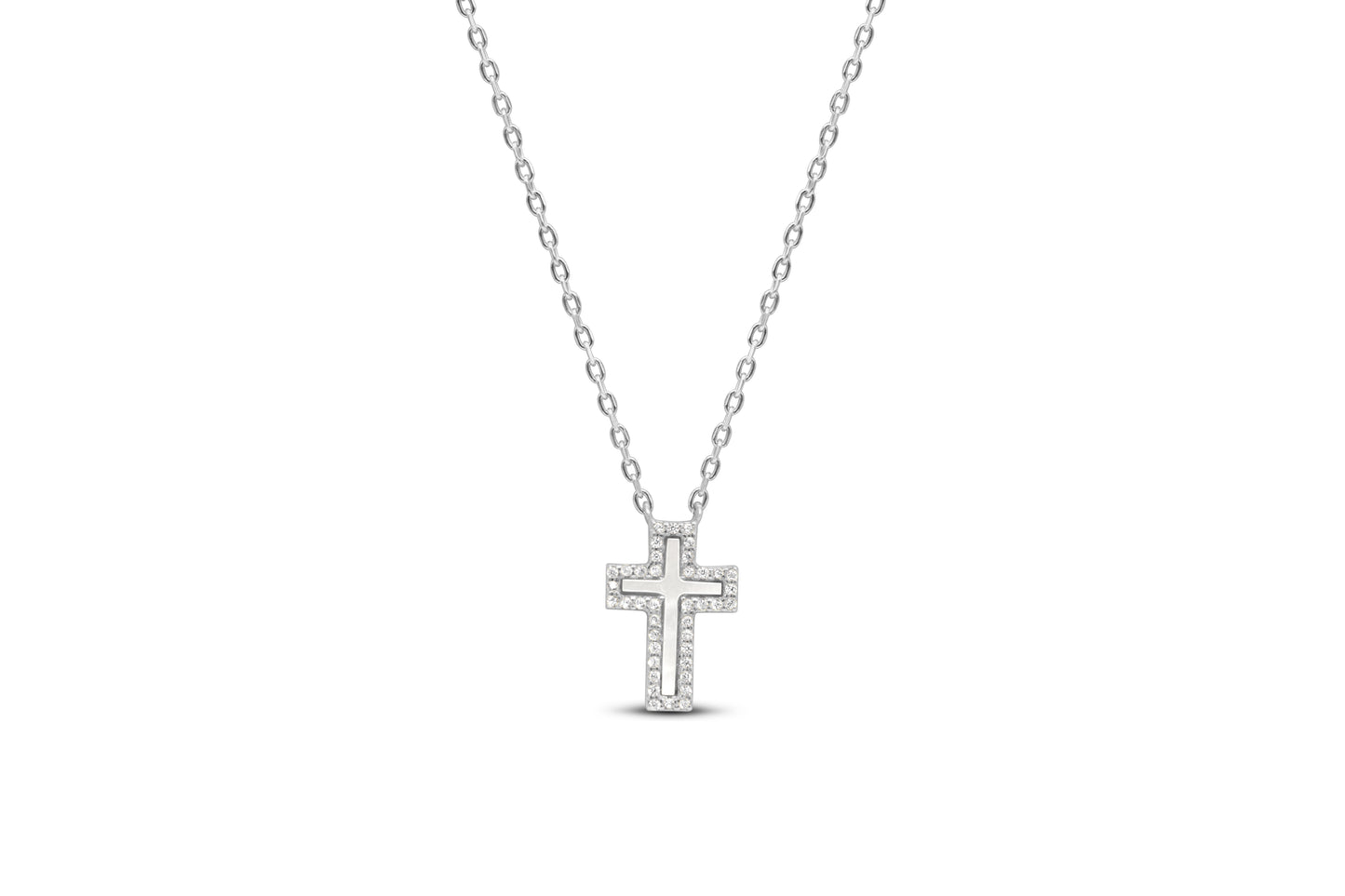 CZ Border Cross Necklace