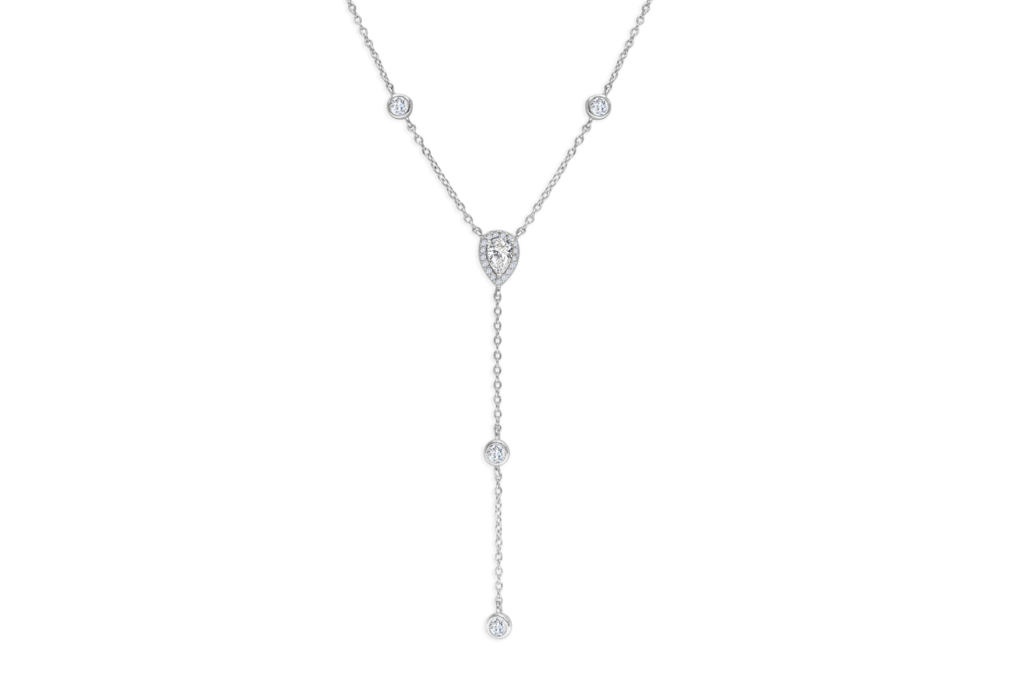Teardrop Halo Lariat Necklace