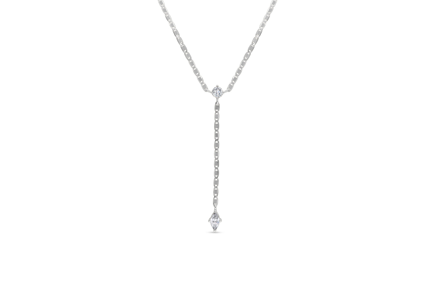 Flat Mariner CZ Lariat Necklace