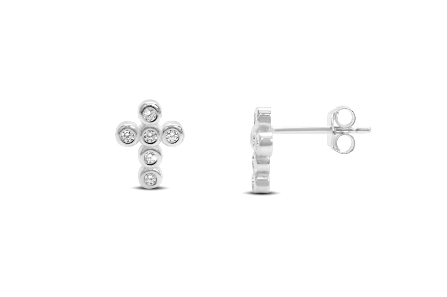 CZ Bezel Cross Stud