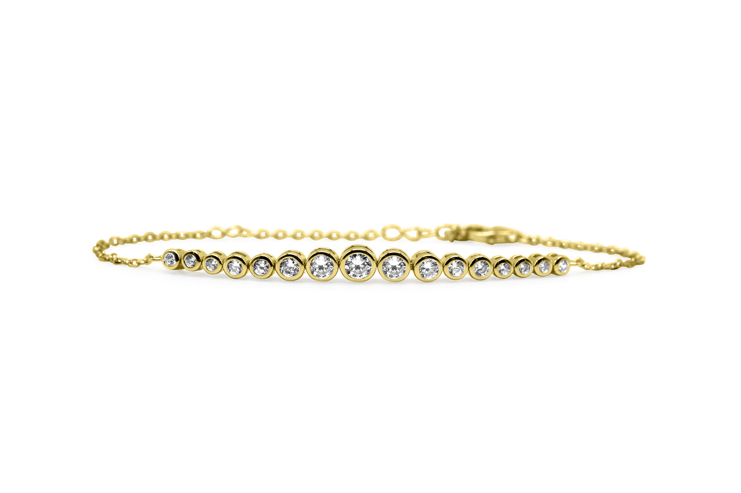 Graduated Bezel Solitaire Tennis Chain Bracelet