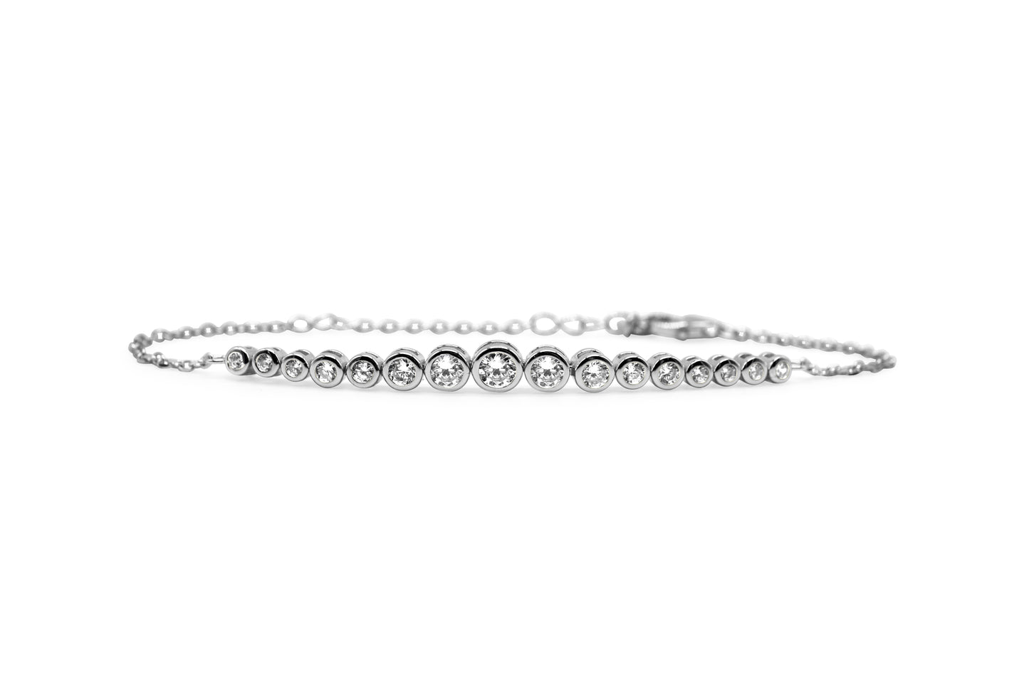 Graduated Bezel Solitaire Tennis Chain Bracelet