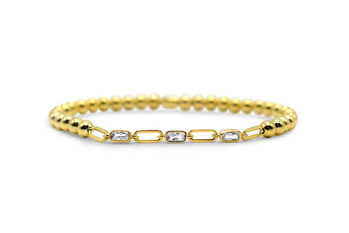 Stretch with Chain Clear Cz Baguette Bezel