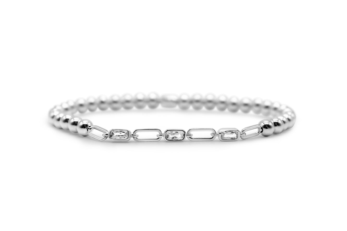 Stretch with Chain Clear Cz Baguette Bezel