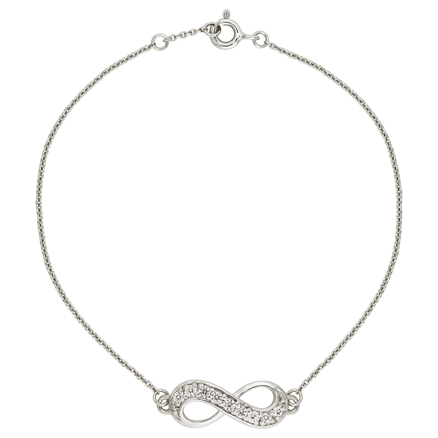 STERLING SILVER 7.5" S/S RHODIUM INFINITY C Z BRACELET