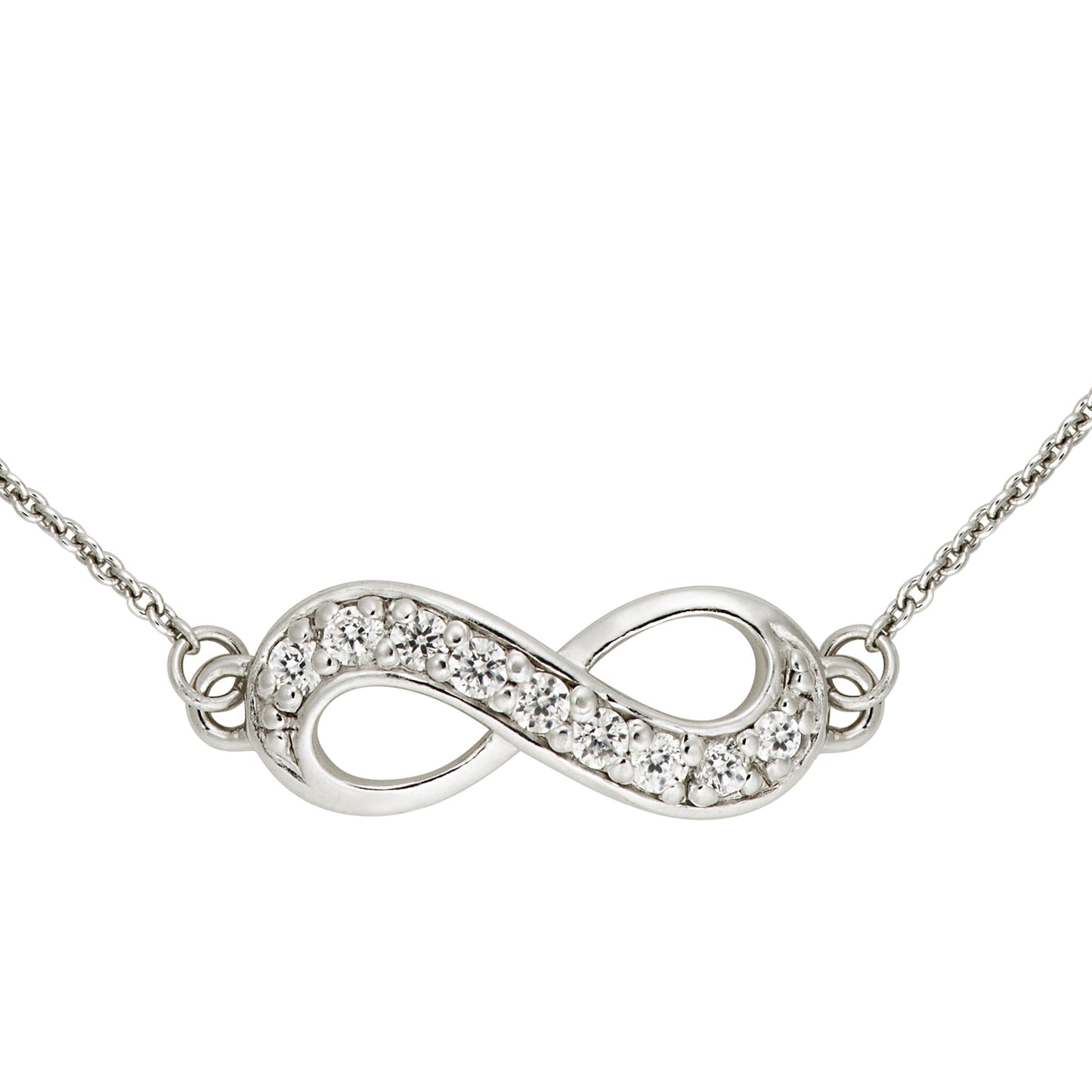 STERLING SILVER 7.5" S/S RHODIUM INFINITY C Z BRACELET
