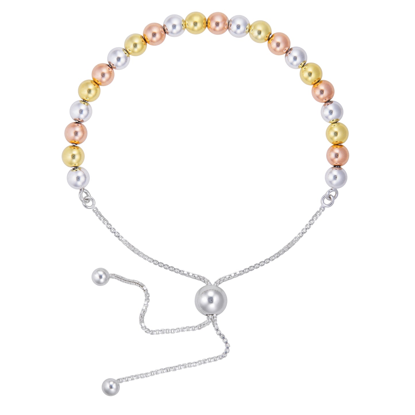 STERLING SILVER YELLOW & ROSE GOLD PLATED BEAD BRACELET