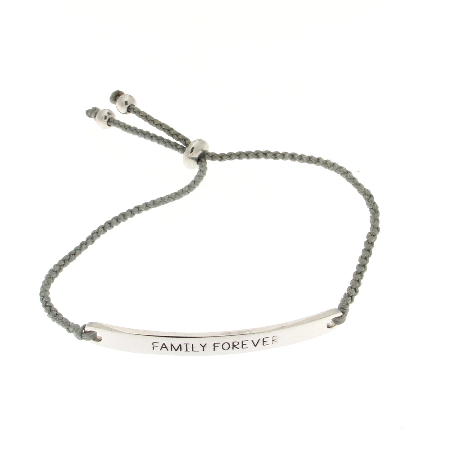 STERLING SILVER " FAMILY FOREVER " PLAQUE BOLO BRACELET