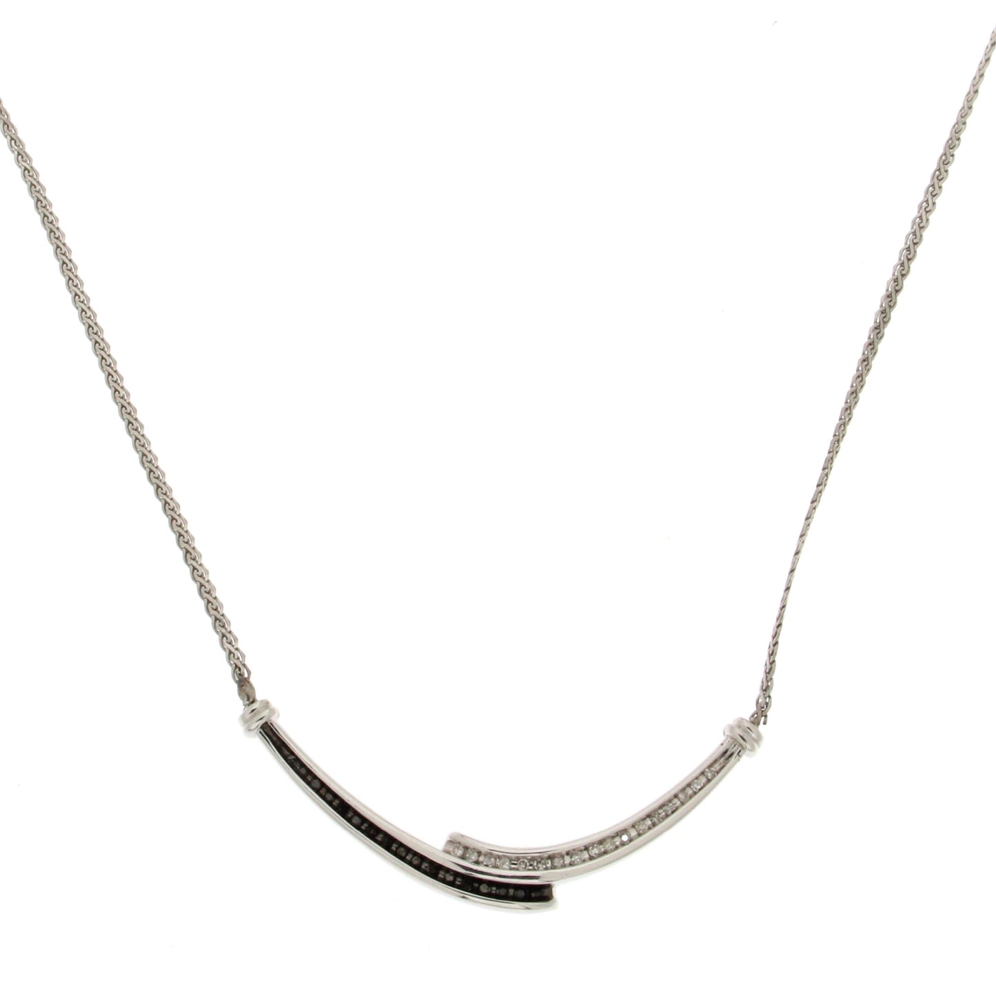 STERLING SILVER .25CTW BLK & WHITE DIAMOND NECKLACE 17" ON CHAIN