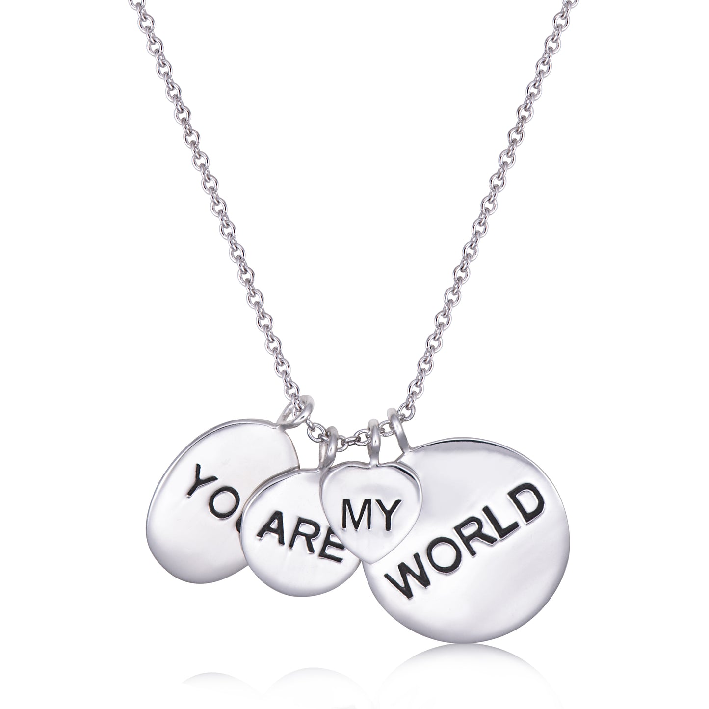 STERLING SILVER YOU ARE MY WORLD NECKLACE