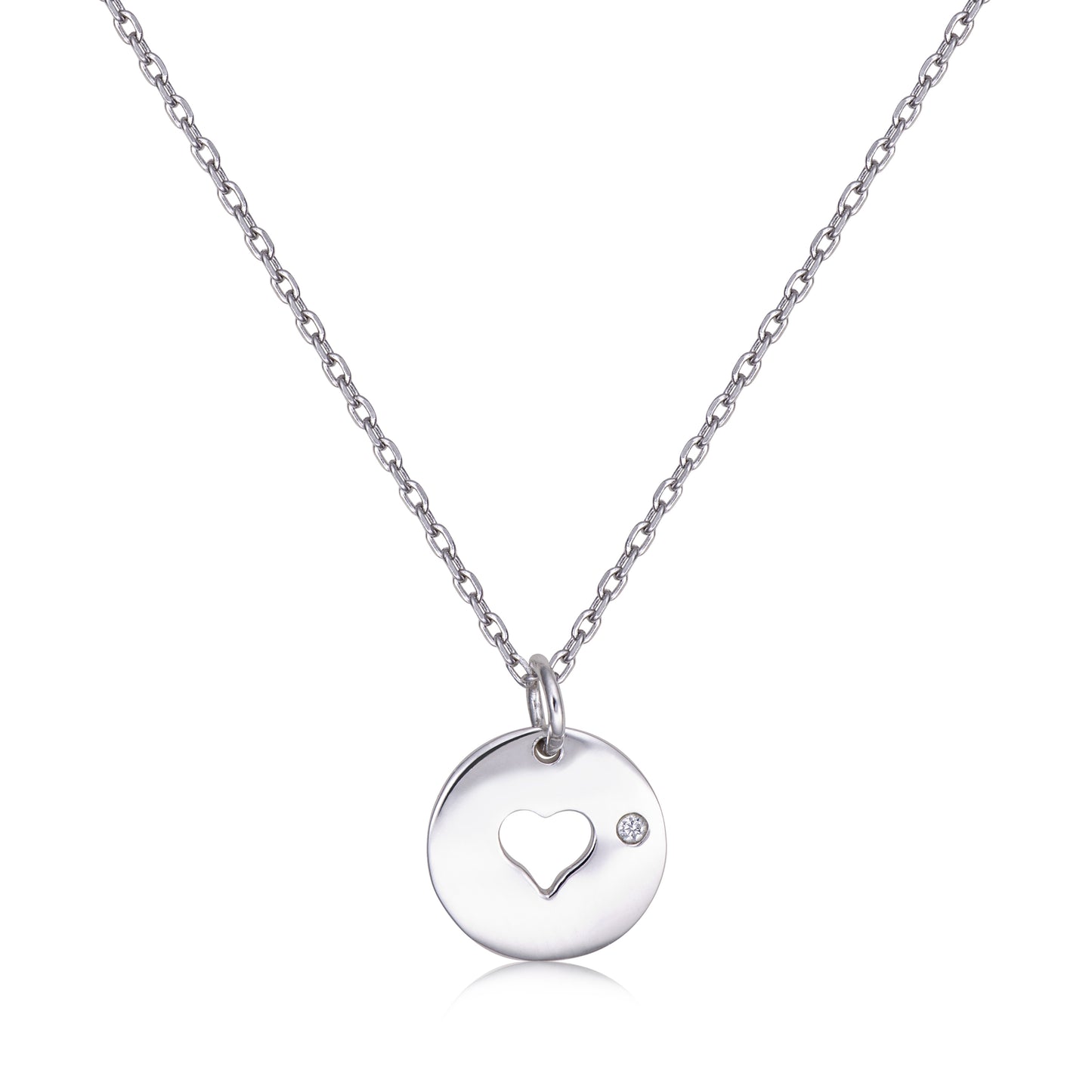 STERLING SILVER 16" CHAIN W/ PENDANT CUT OUT HEART