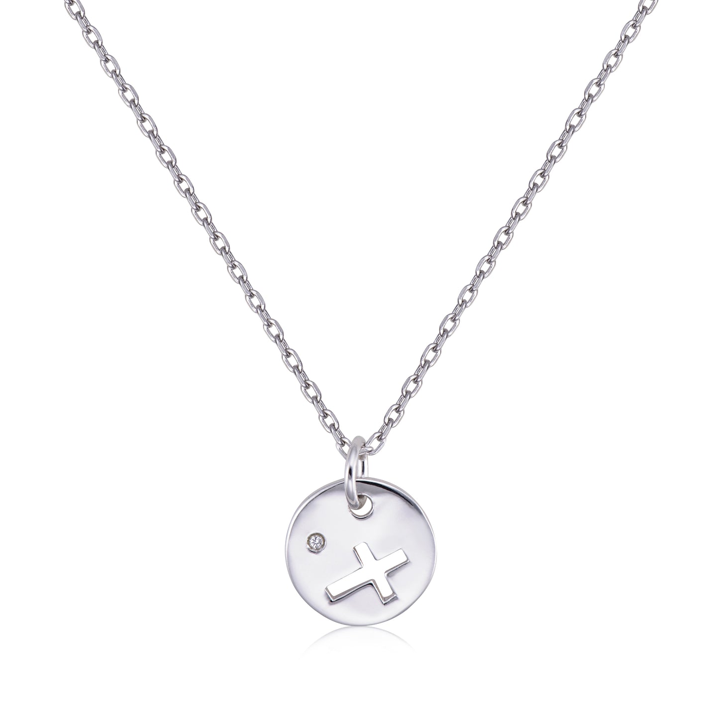 STERLING SILVER 16" CHAIN W/ PENDANT CUT OUT CROSS