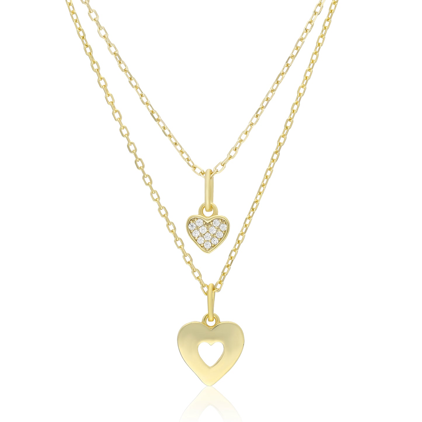 16"+2" STERLING SILVER / YELLOW HEART SET NECKLACE