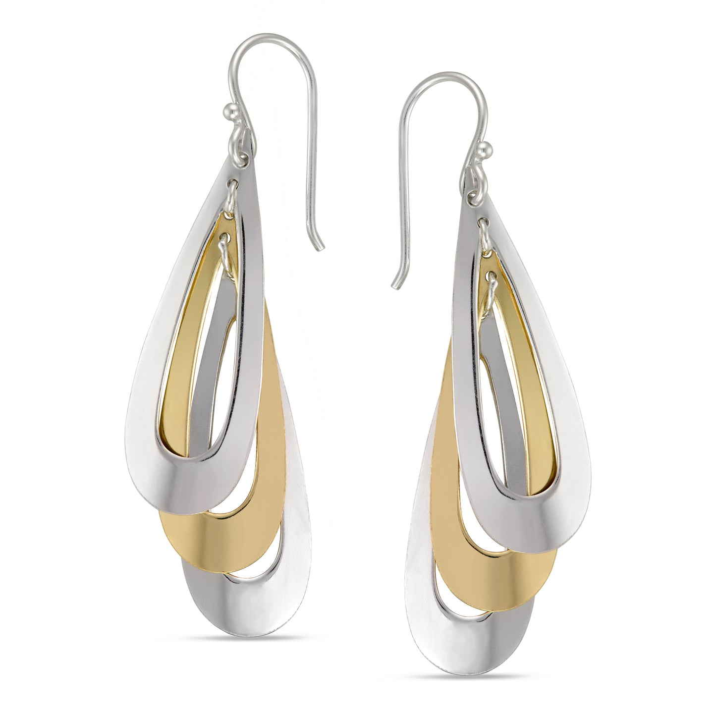 STERLING SILVER/GOLD PLATED TEARDROP EARRING ON FISHHOOK
