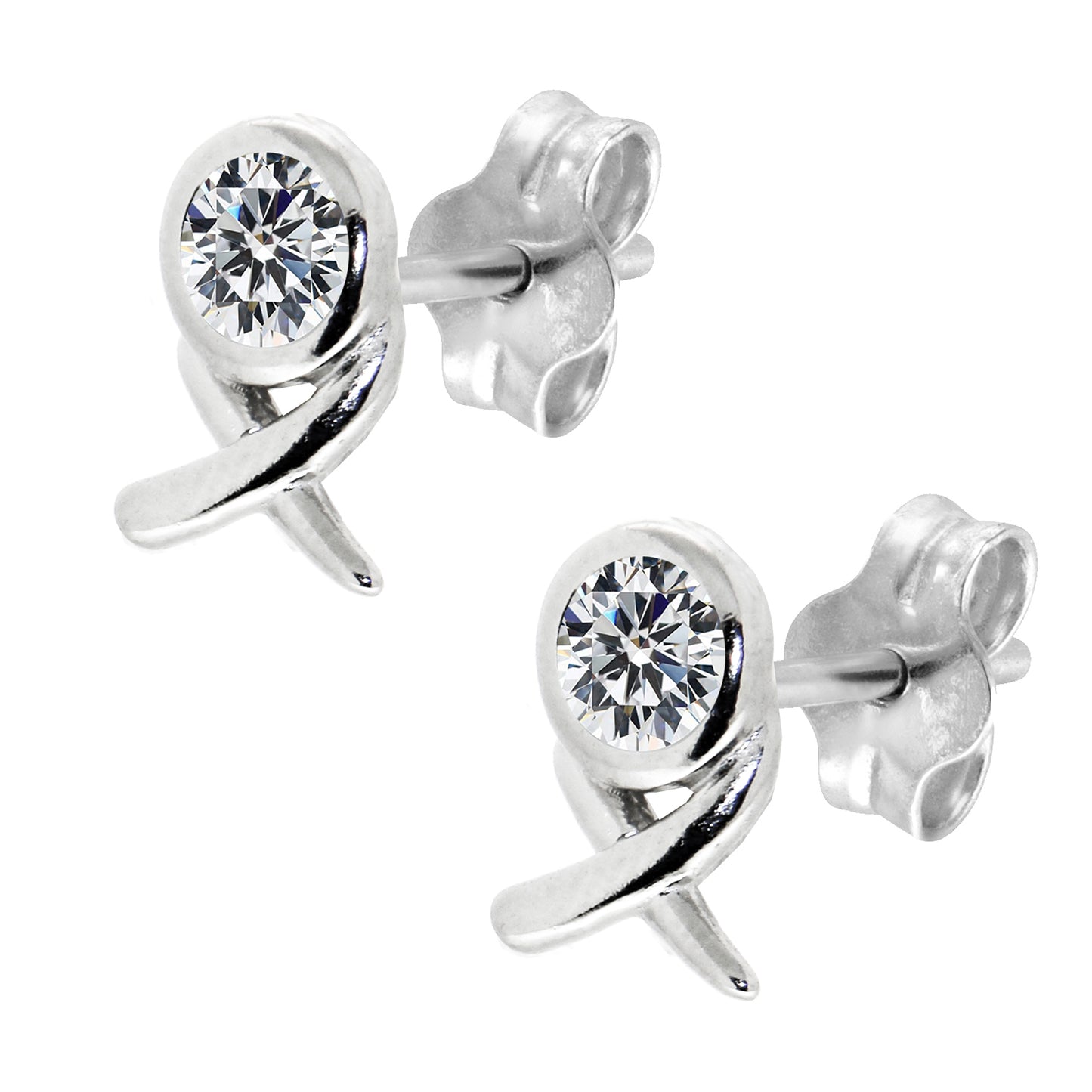 STERLING SILVER "XO" CZ STUD