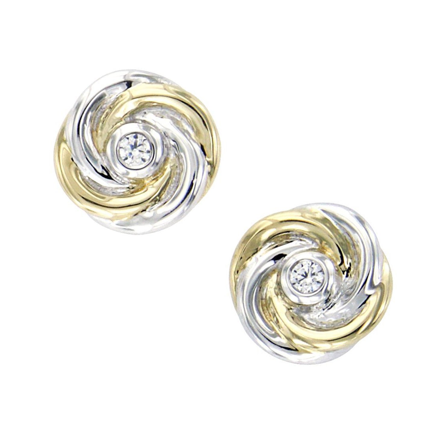 STERLING SILVER TWO TONED STERLING SILVER GOLD PLATED LOVE KNOT STUD