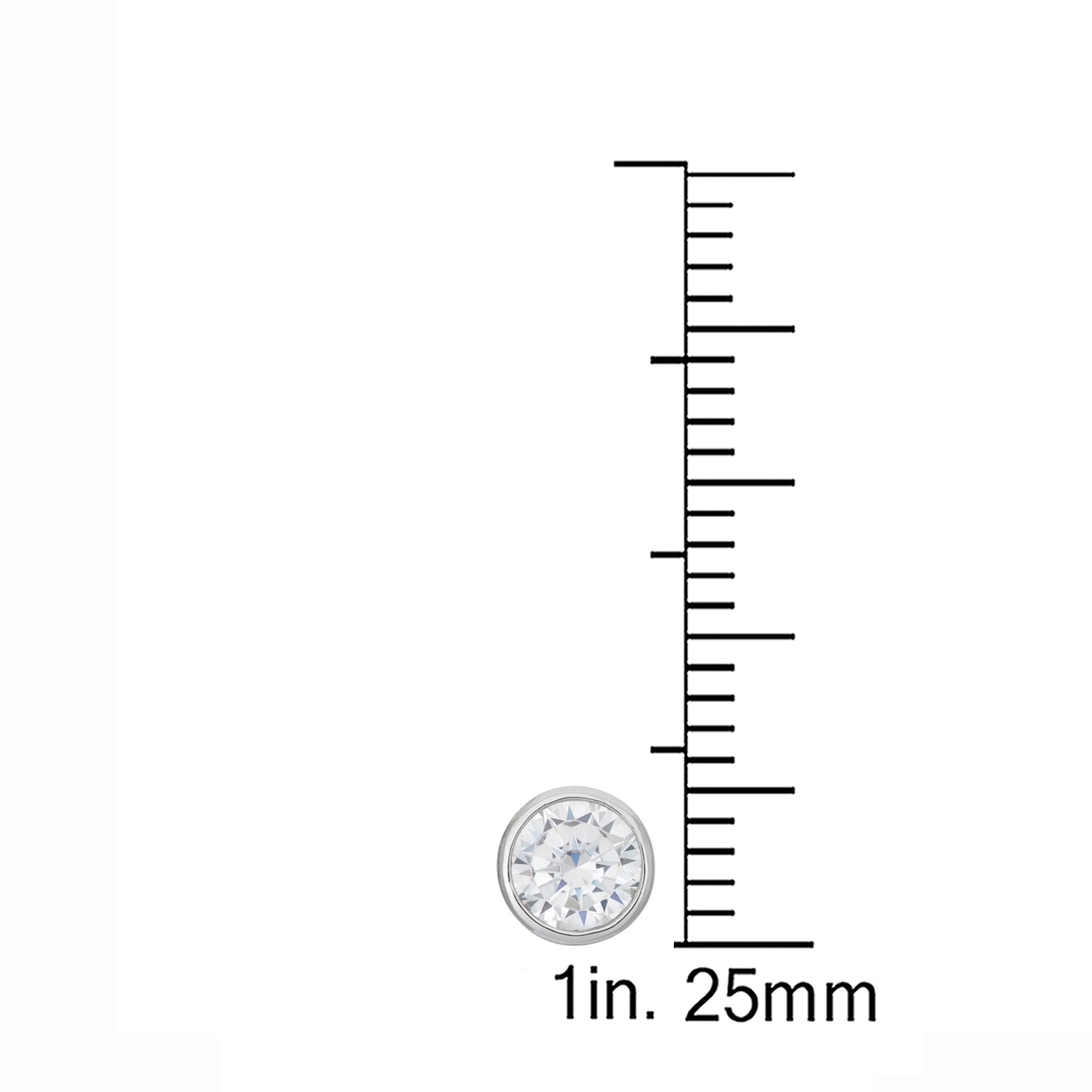 STERLING SILVER EARRING WHITE CZ BEZEL ROUND 5MM