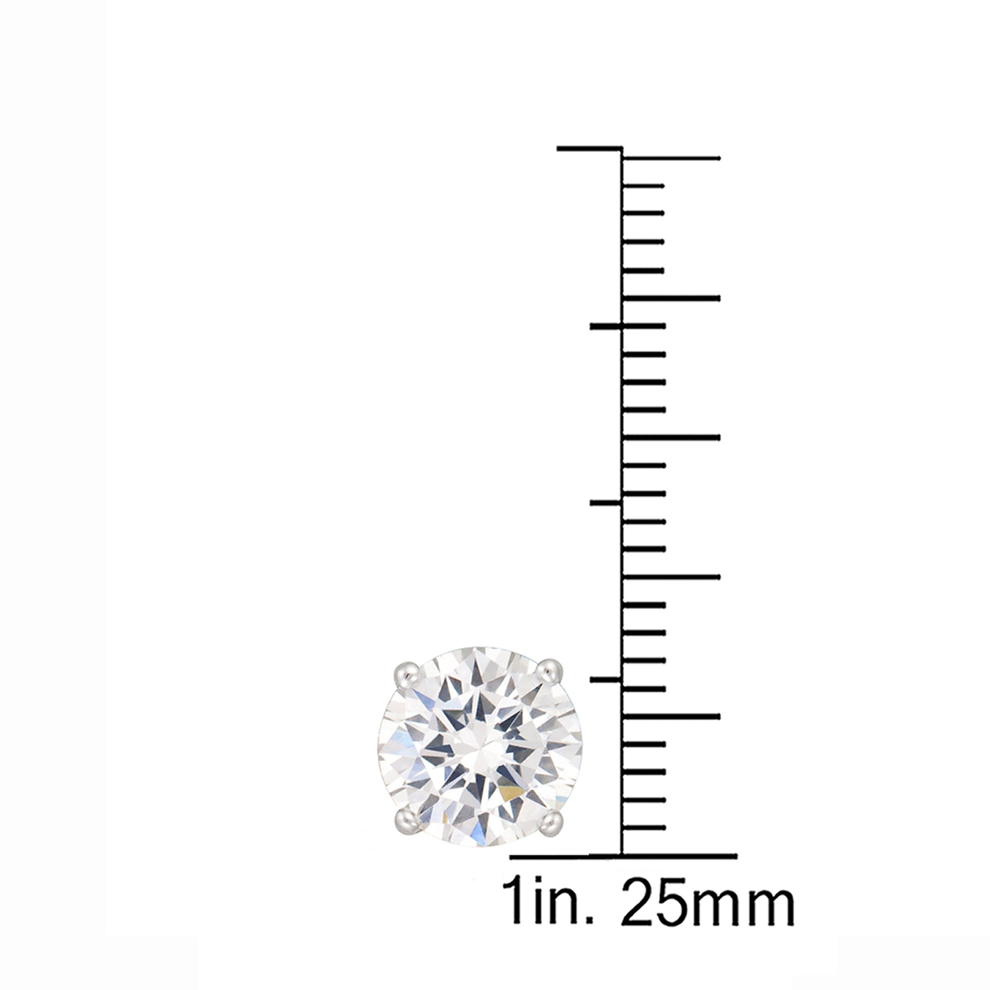 STERLING SILVER EARRING WHITE CZ 7MM