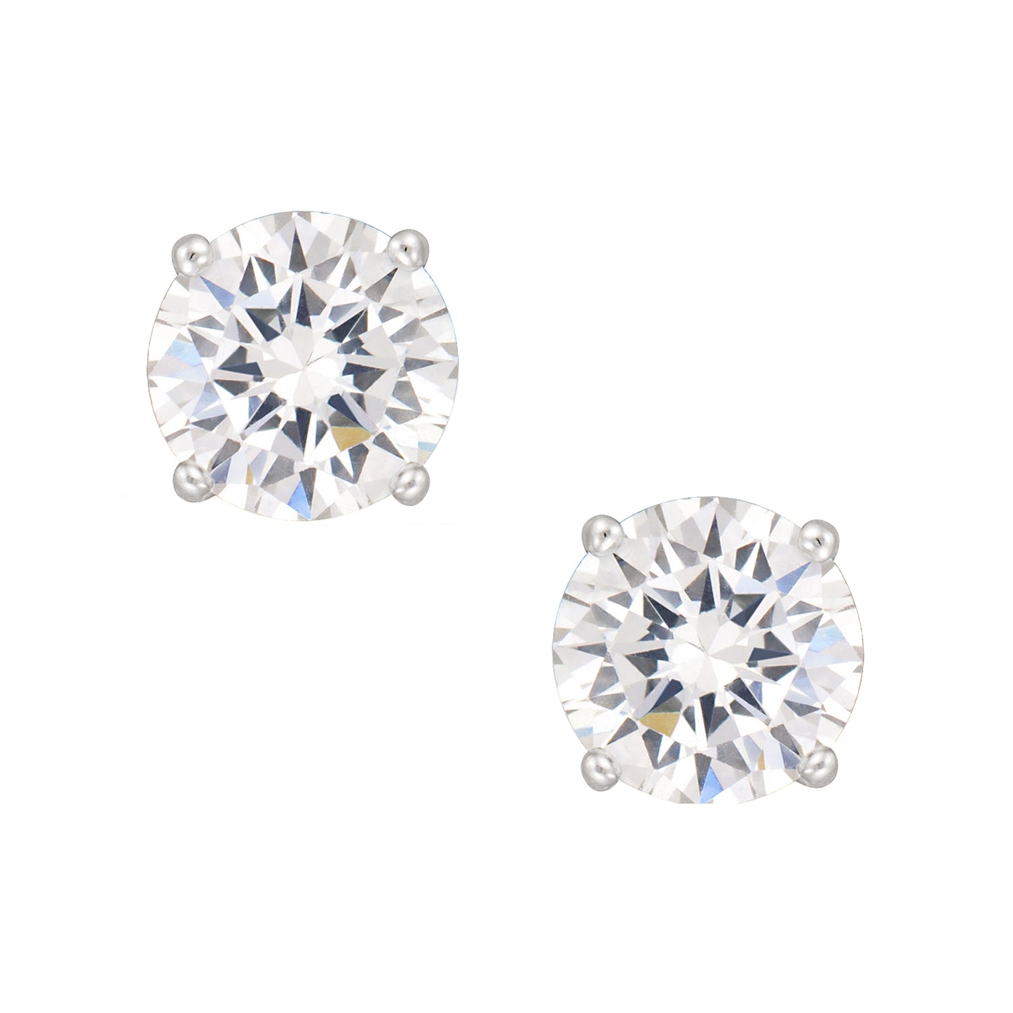 STERLING SILVER EARRING WHITE CZ 6MM ROUND