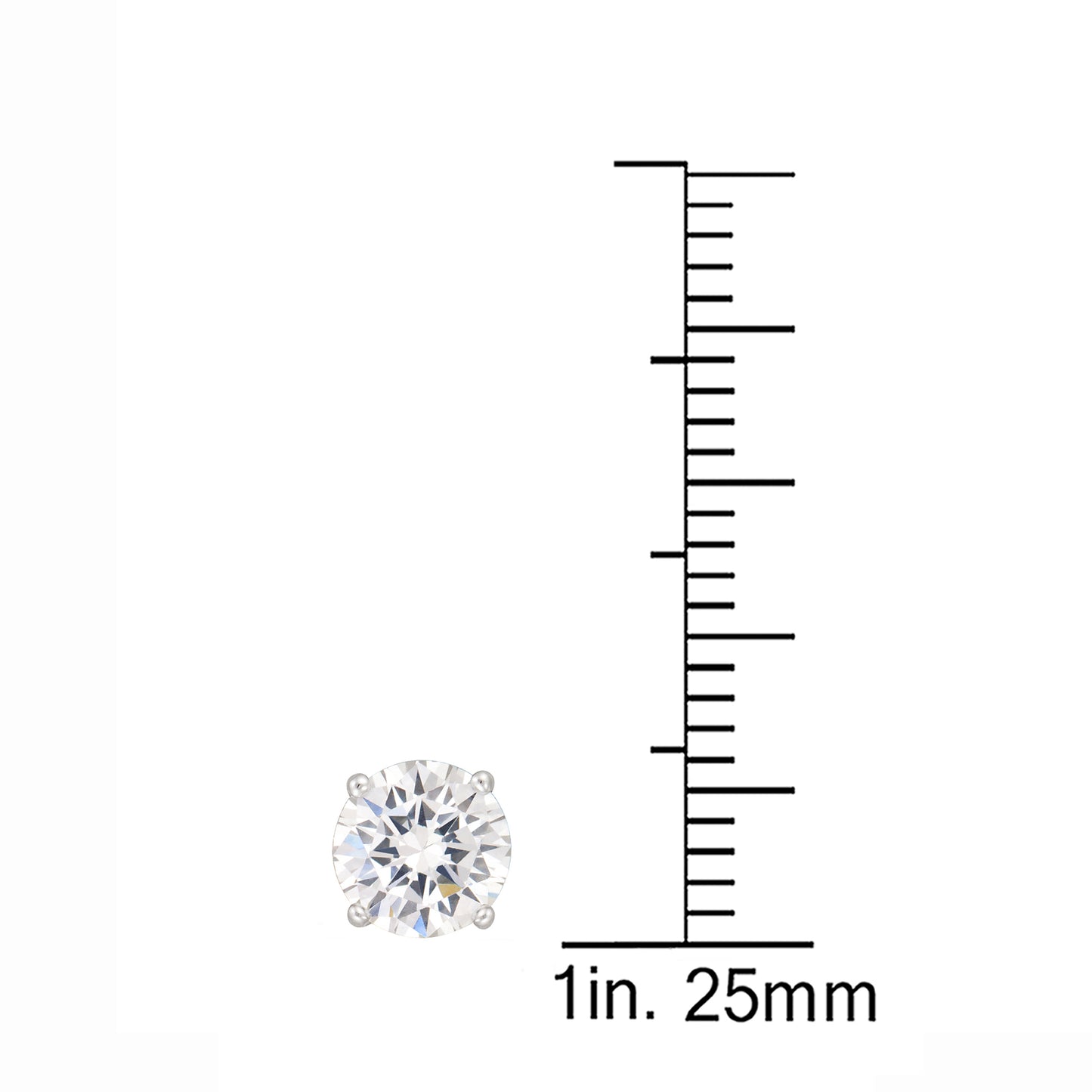 STERLING SILVER EARRING WHITE CZ 6MM ROUND