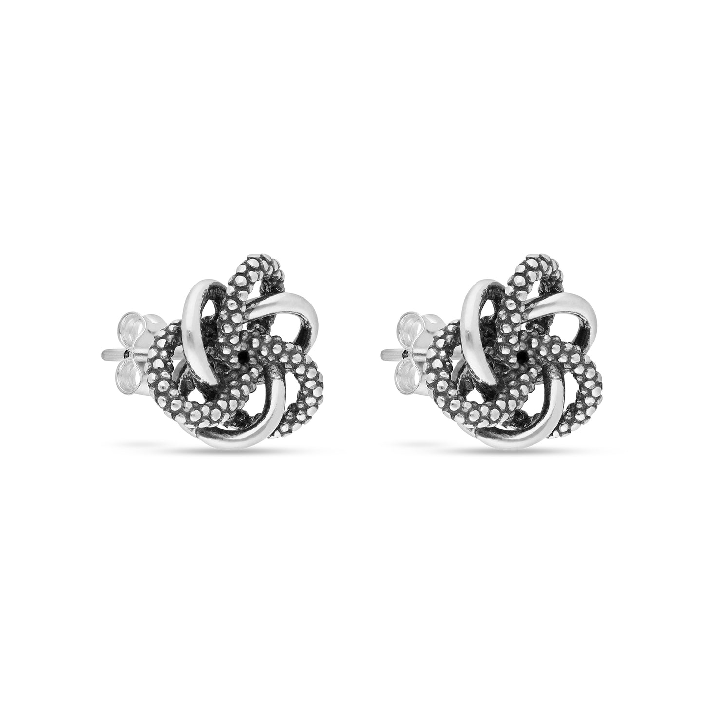 STERLING SILVER ANTIQUE FINISH LOVE KNOT STUD