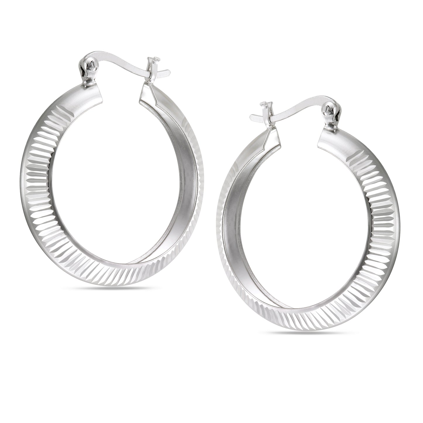 STERLING SILVER ROUND HOOP RHODIUMED