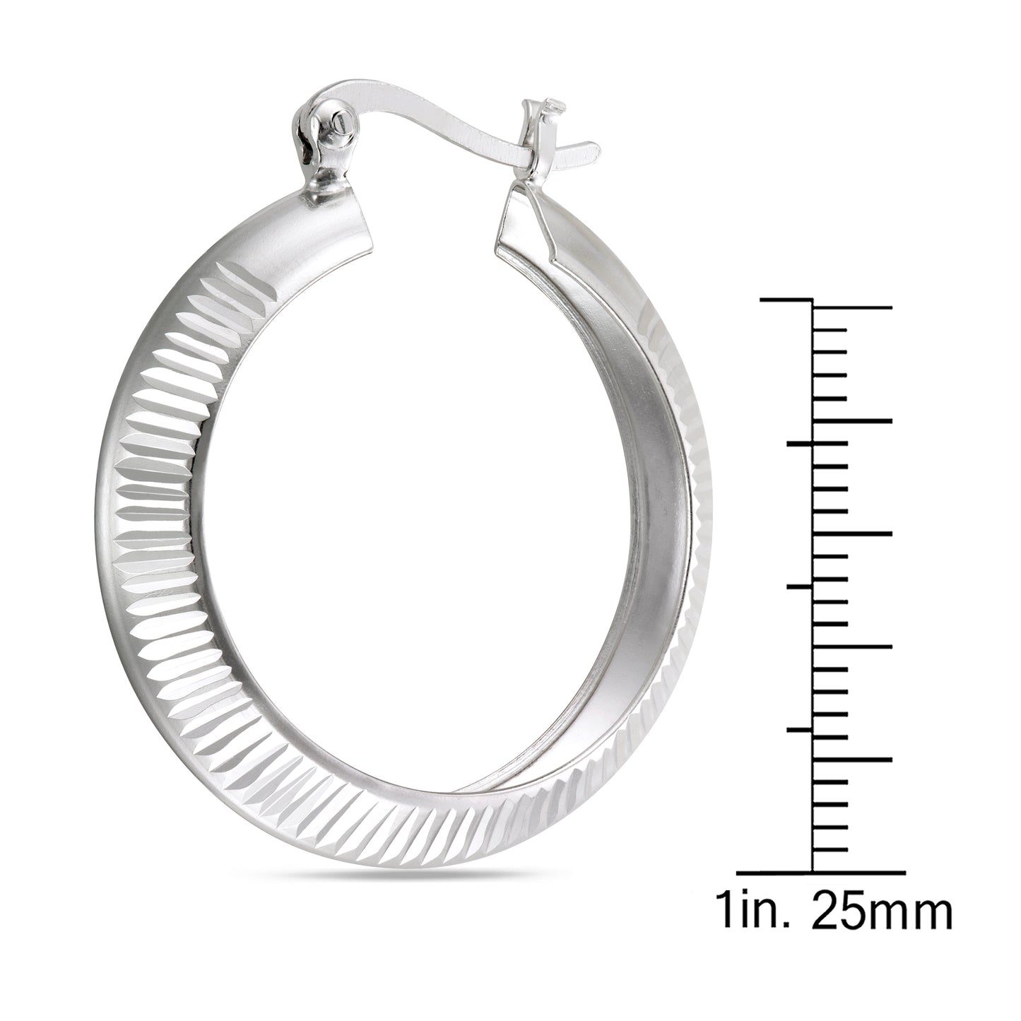 STERLING SILVER ROUND HOOP RHODIUMED