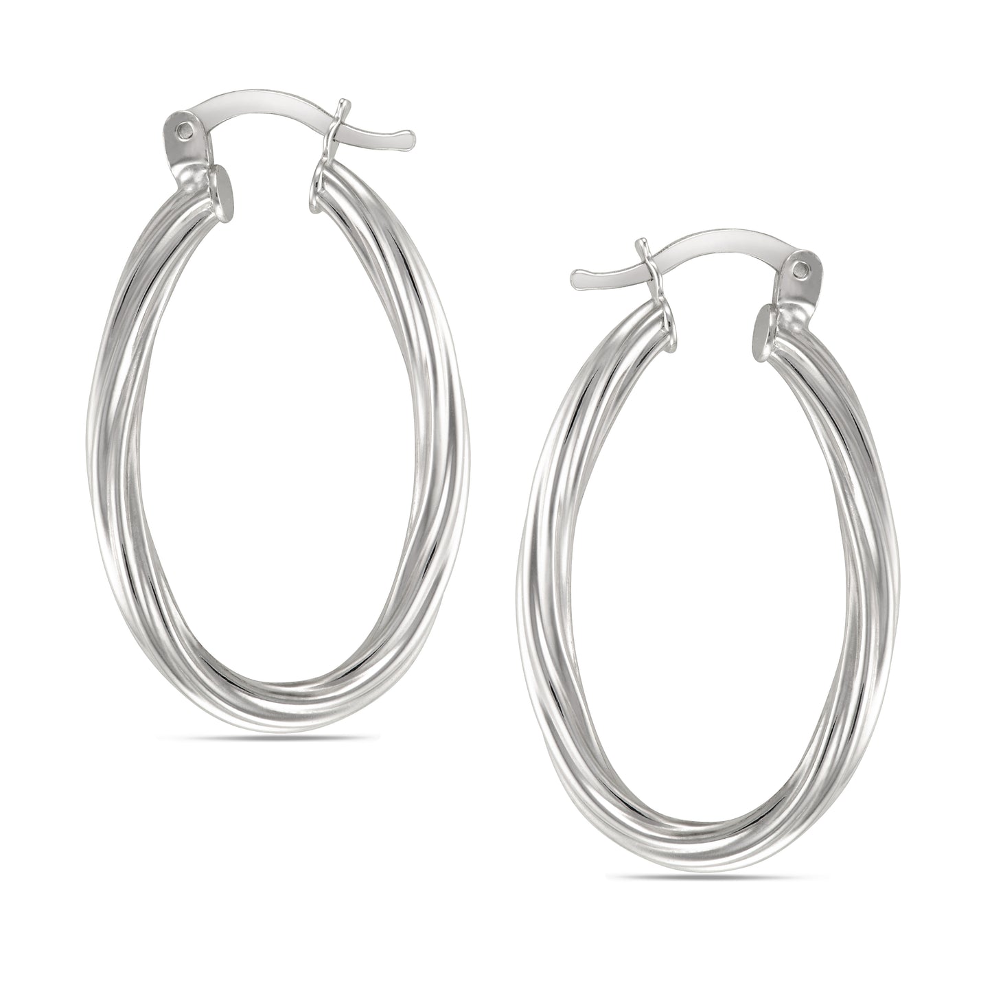 STERLING SILVER WRAPPED OVAL HOOP RHODIUMED