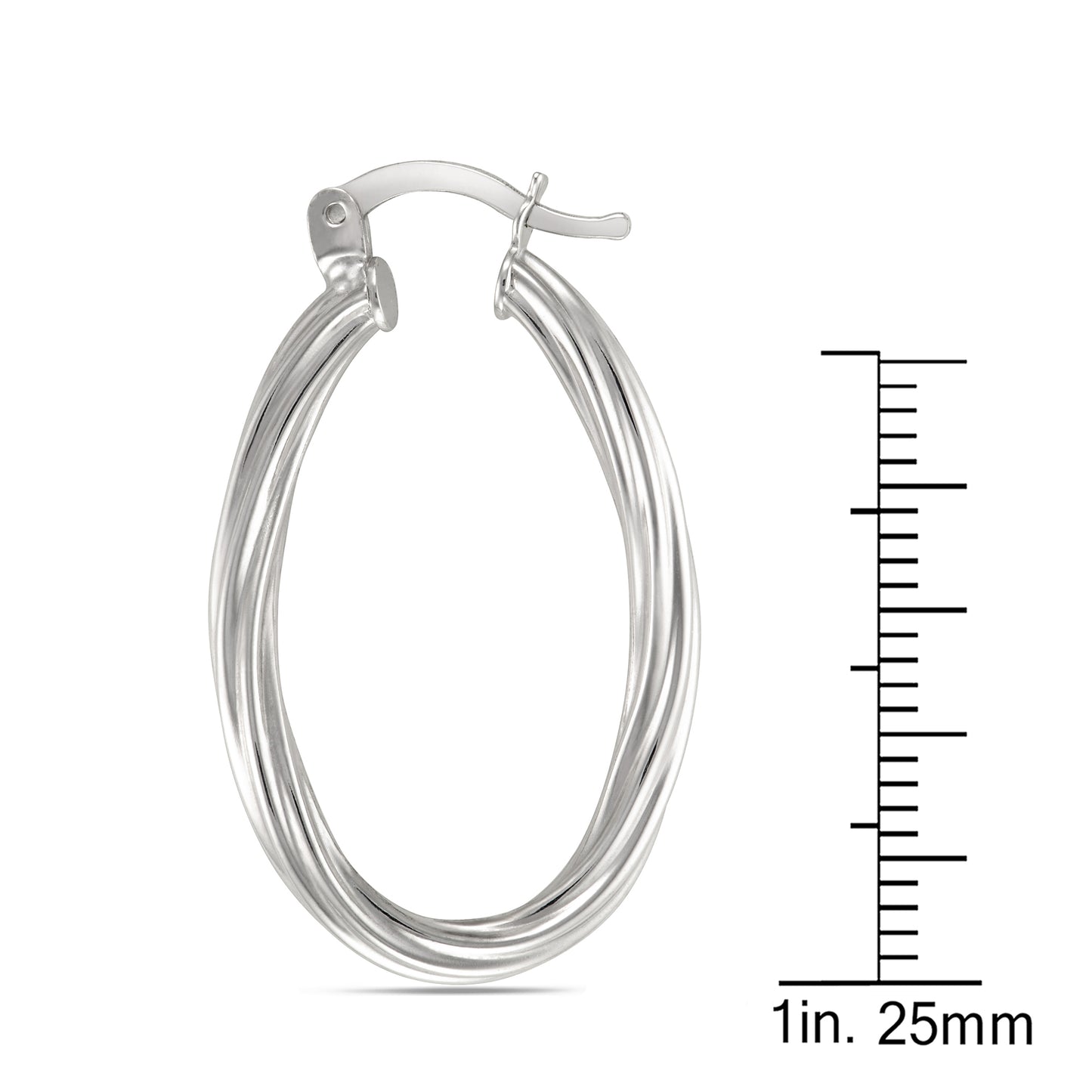 STERLING SILVER WRAPPED OVAL HOOP RHODIUMED