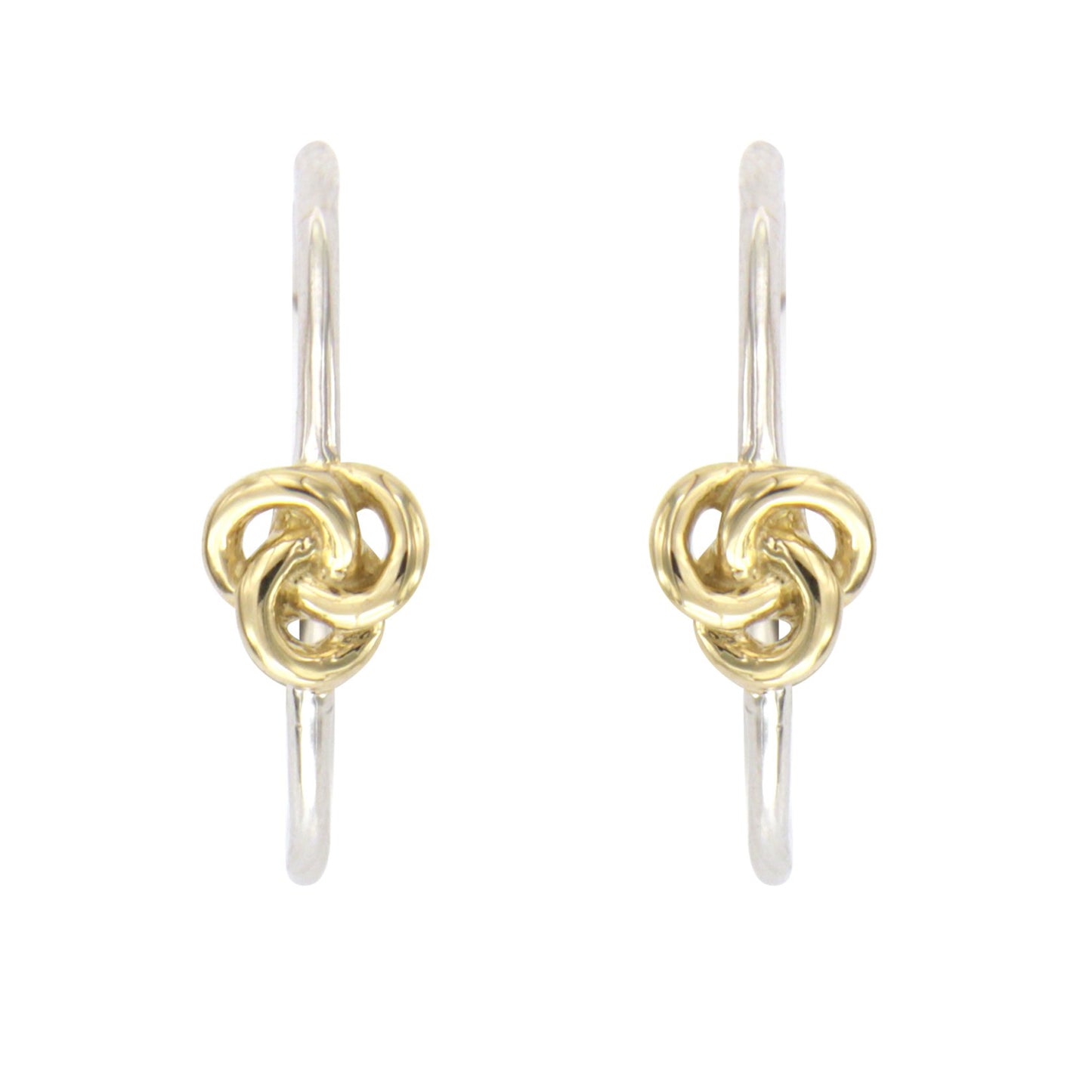 STERLING SILVER TWO TONE PLATED LOVE KNOT HOOP