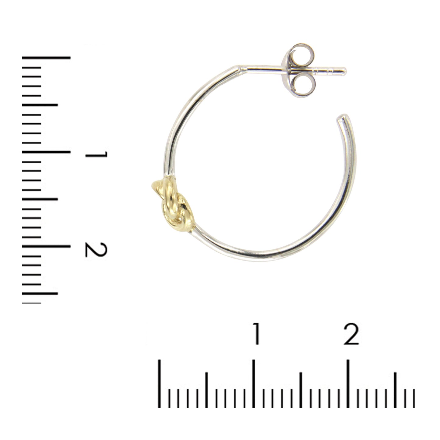 STERLING SILVER TWO TONE PLATED LOVE KNOT HOOP