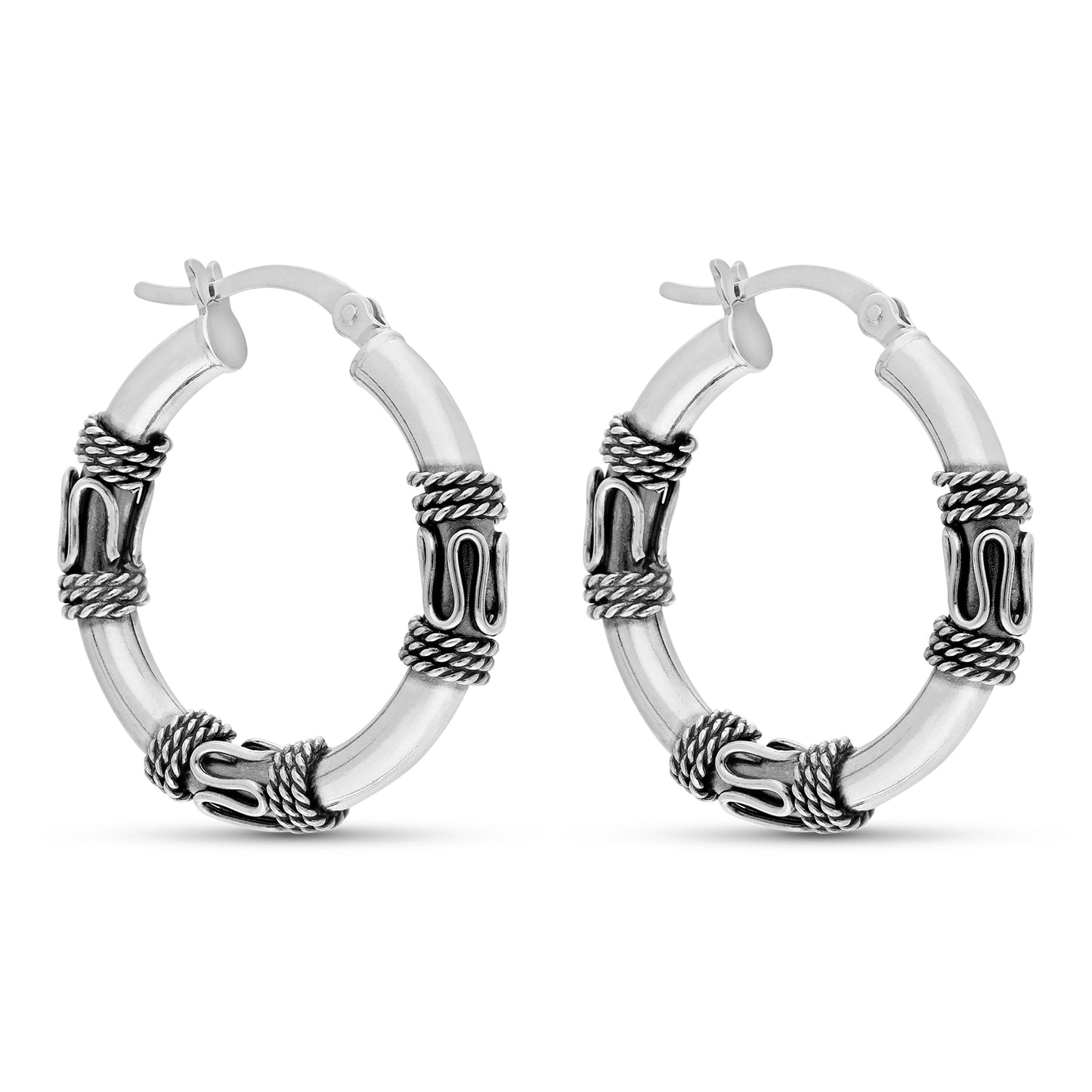 STERLING SILVER 30MM BALI HOOP