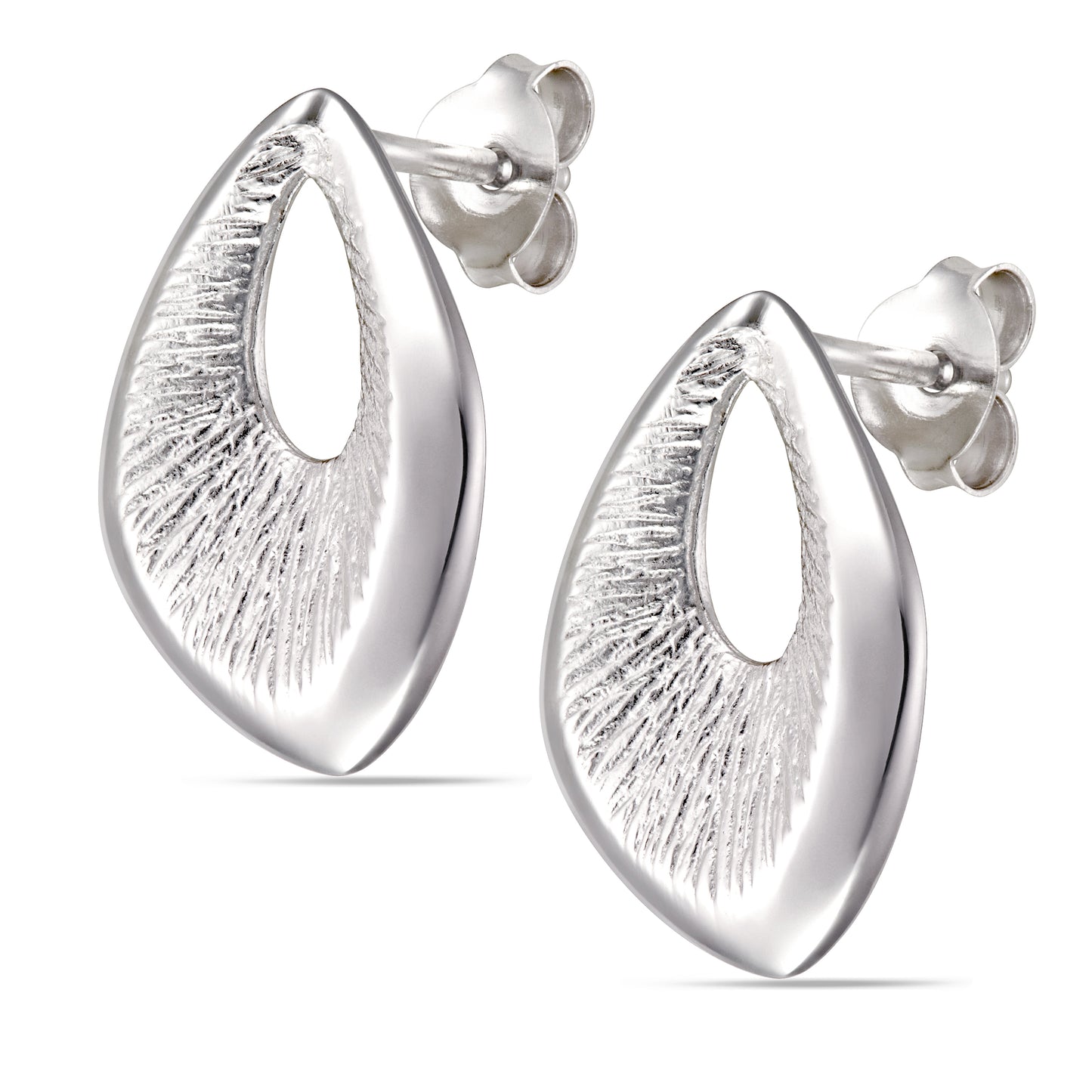 STERLING SILVER OPEN CONCAVED TEARDROP EARRINGS