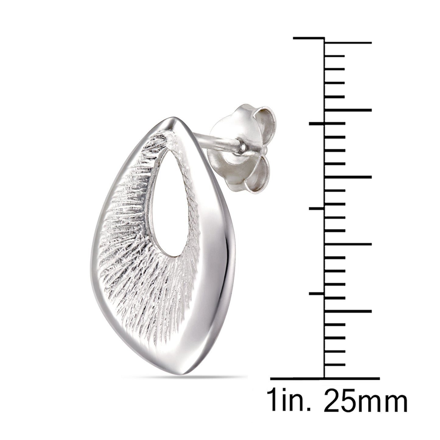 STERLING SILVER OPEN CONCAVED TEARDROP EARRINGS