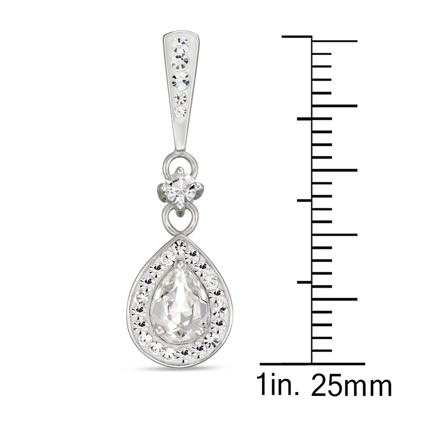 STERLING SILVER PEAR SHAPE CRYSTAL DROP EARRINGS
