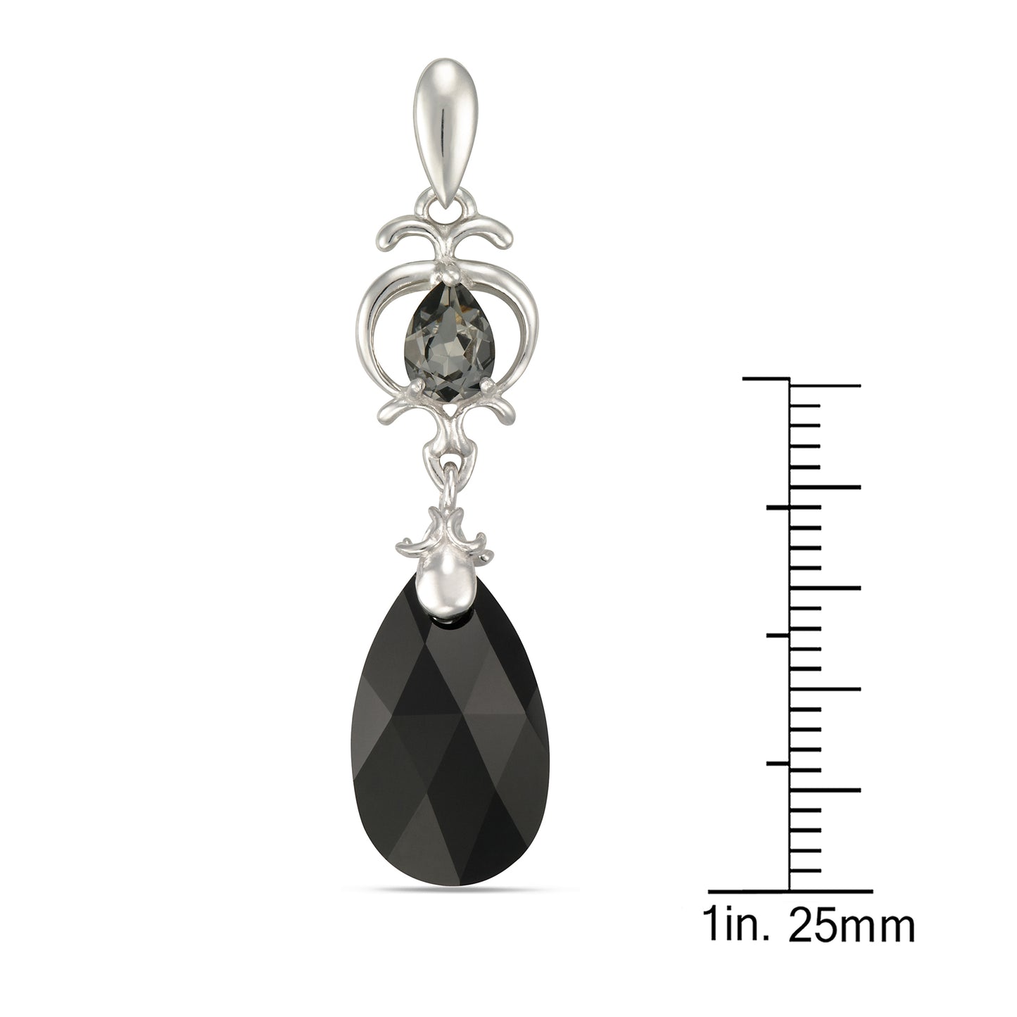 STERLING SILVER SILVER /RHODIUM PLATED SWAROVSKI CRYSTAL TEARDROP EAR