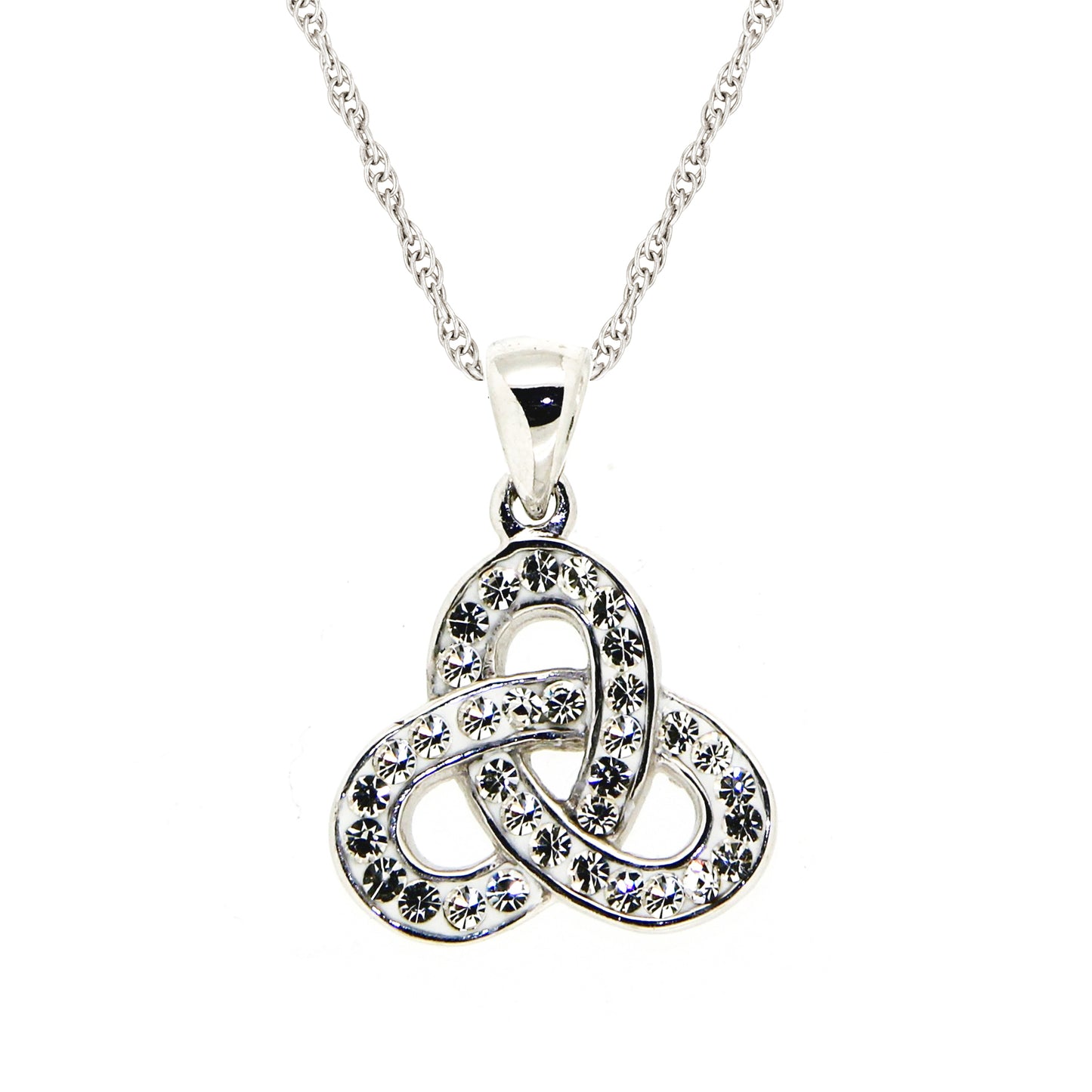 STERLING SILVER RHODIUM WHITE CRYSTAL PENDANT