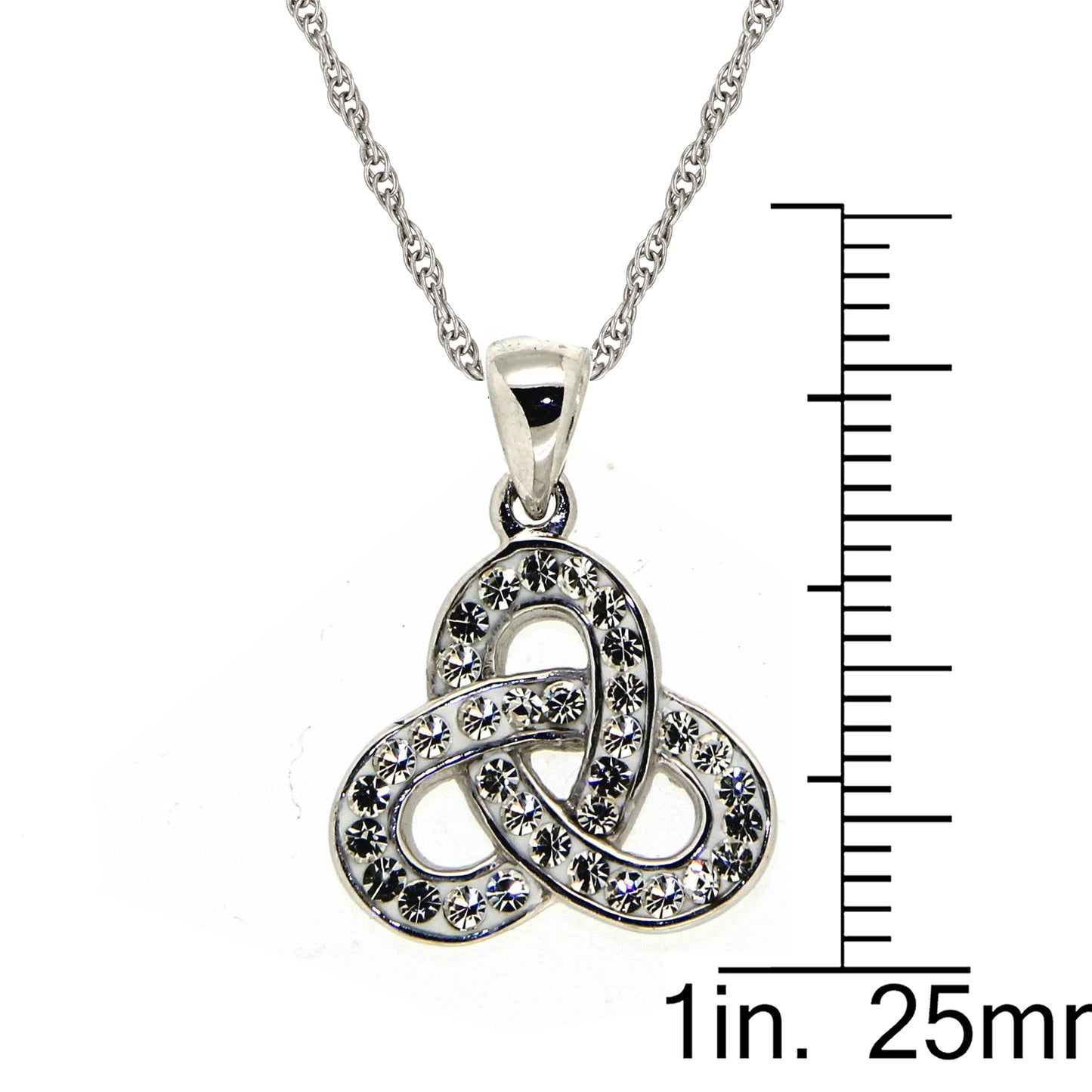 STERLING SILVER RHODIUM WHITE CRYSTAL PENDANT