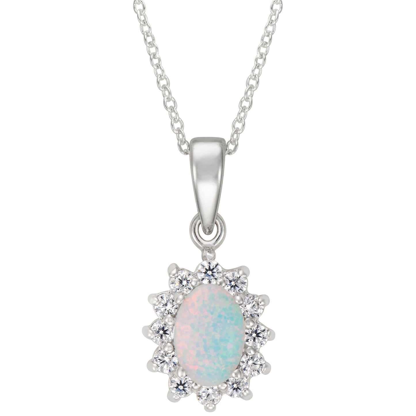 STERLING SILVER OPAL PENDANT W/ CHAIN