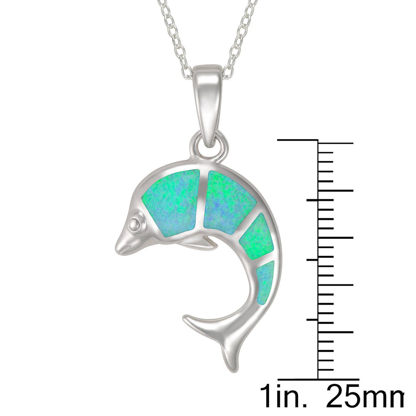 18" DOLPHIN PENDANT WITH INLAYED OPAL
