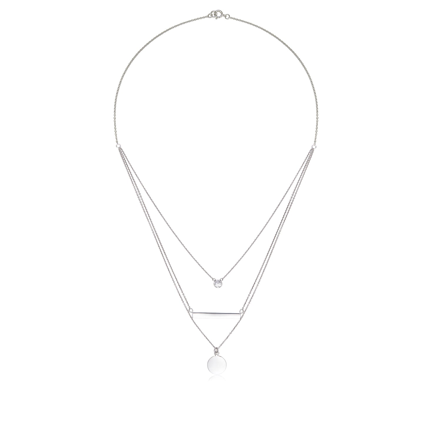 STERLING SILVER BAR/ DISC" MULTI CHAIN NECKLACE