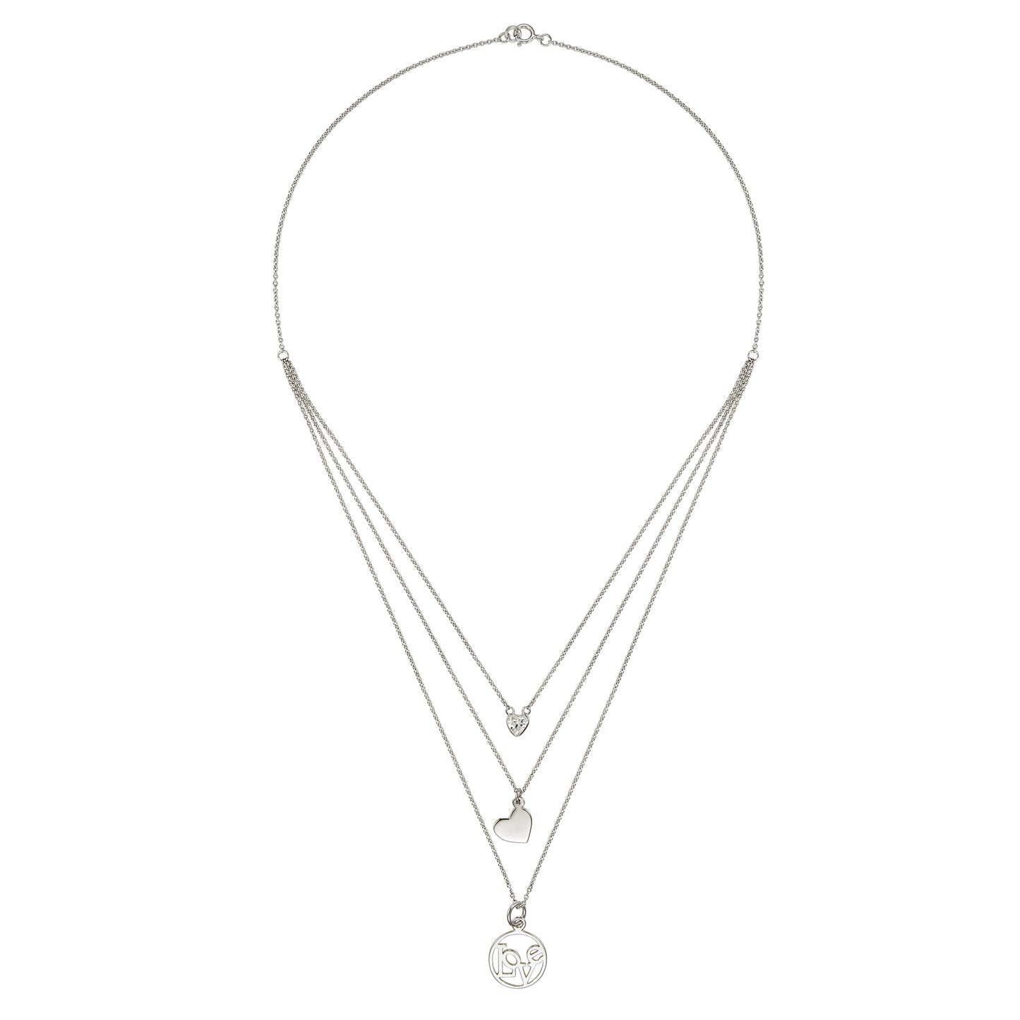STERLING SILVER " LOVE" MULTI CHAIN NECKLACE