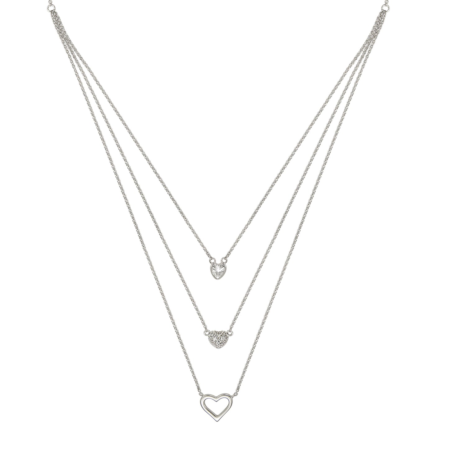 STERLING SILVER " HEARTS" MULTI CHAIN NECKLACE