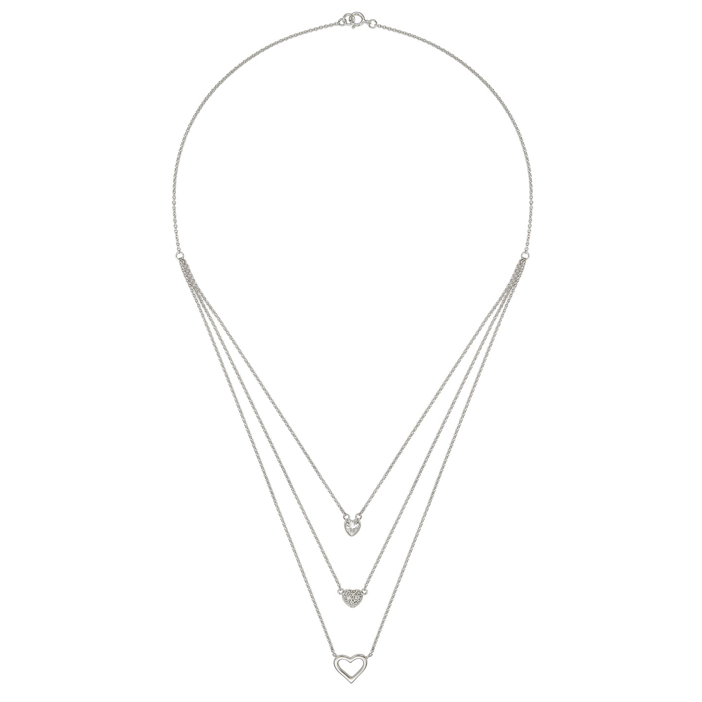 STERLING SILVER " HEARTS" MULTI CHAIN NECKLACE