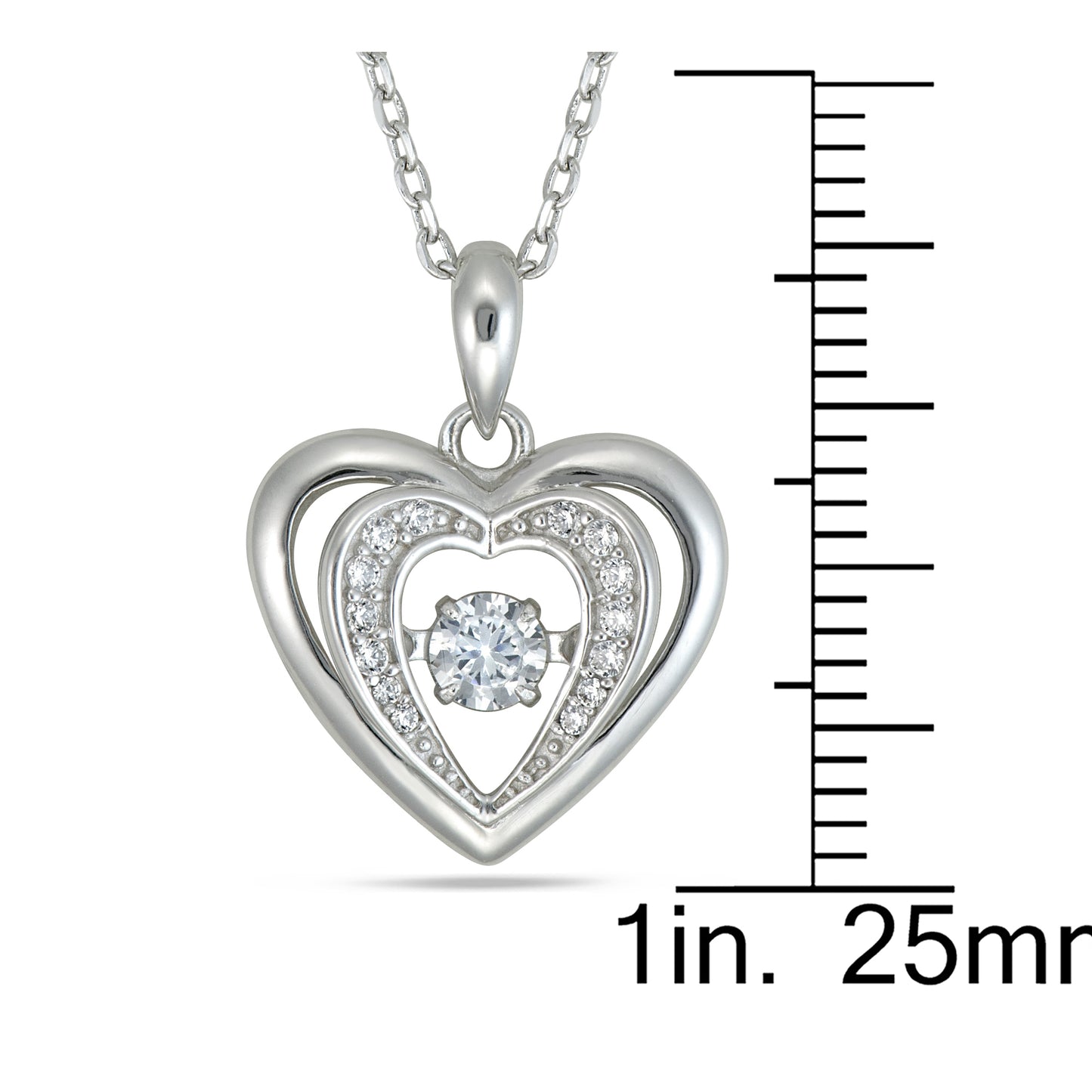 18" S/S DANCING STONE PEND. HEART