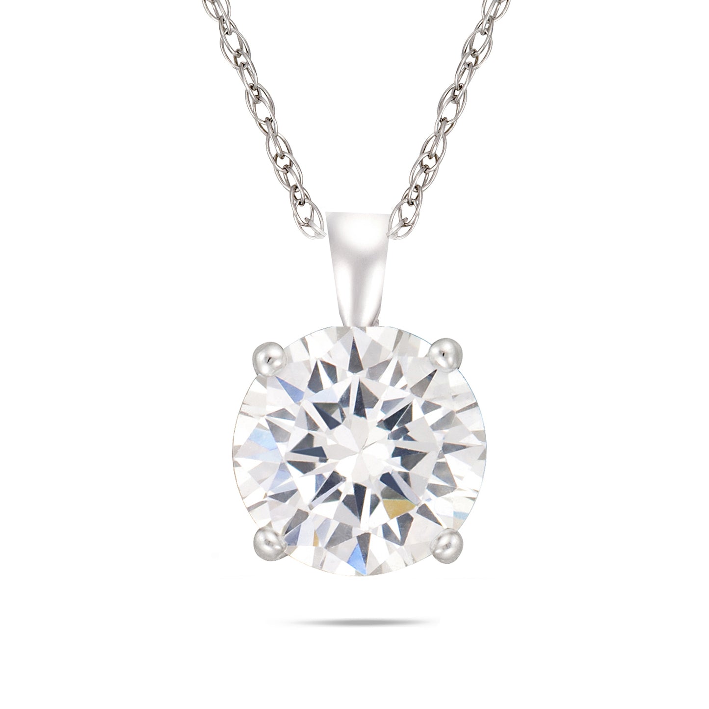 S/S 6MM ROUND CZ PENDANT ON 18" CHAIN