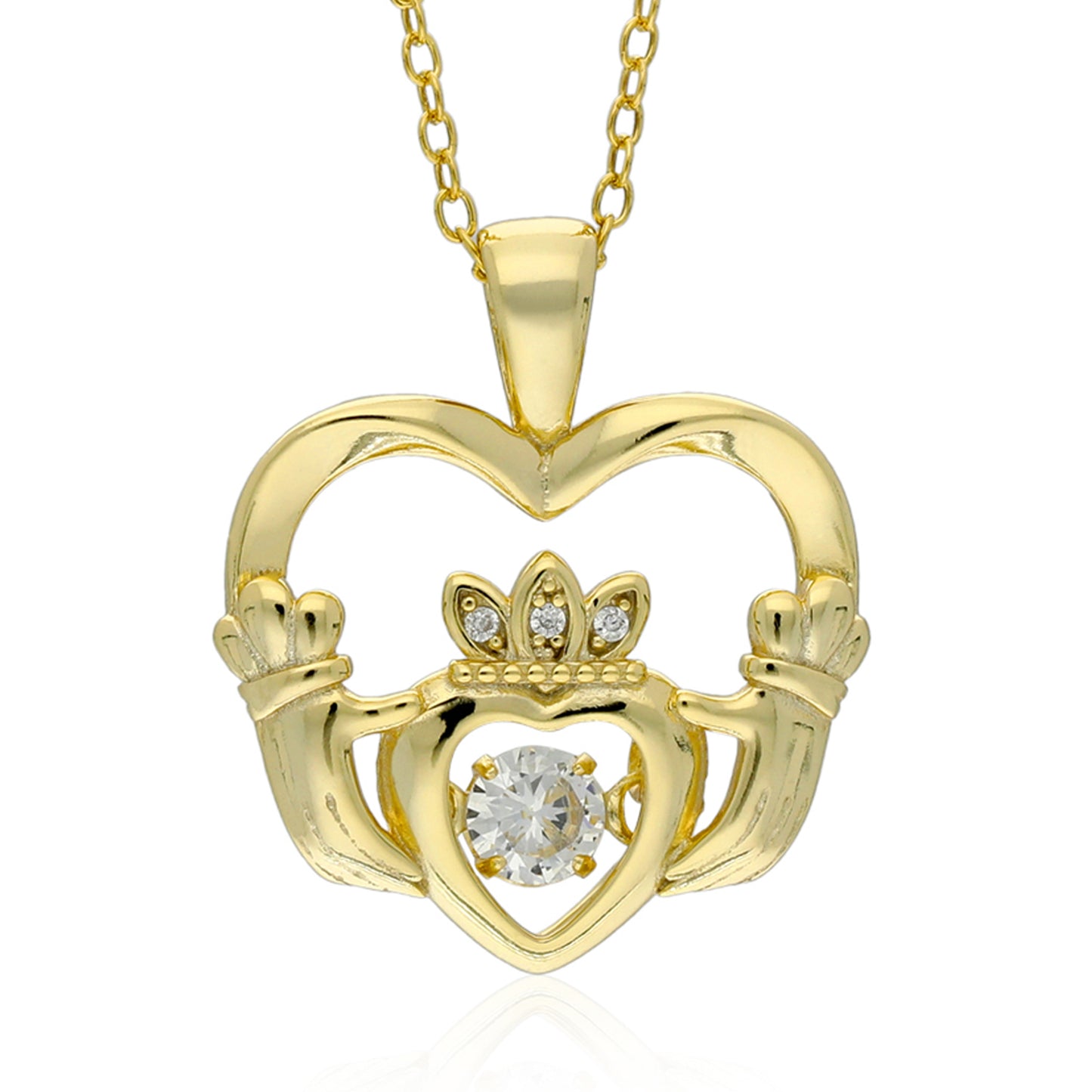 STERLING SILVER DANCING STONE PEND. W/ 18" CHAIN