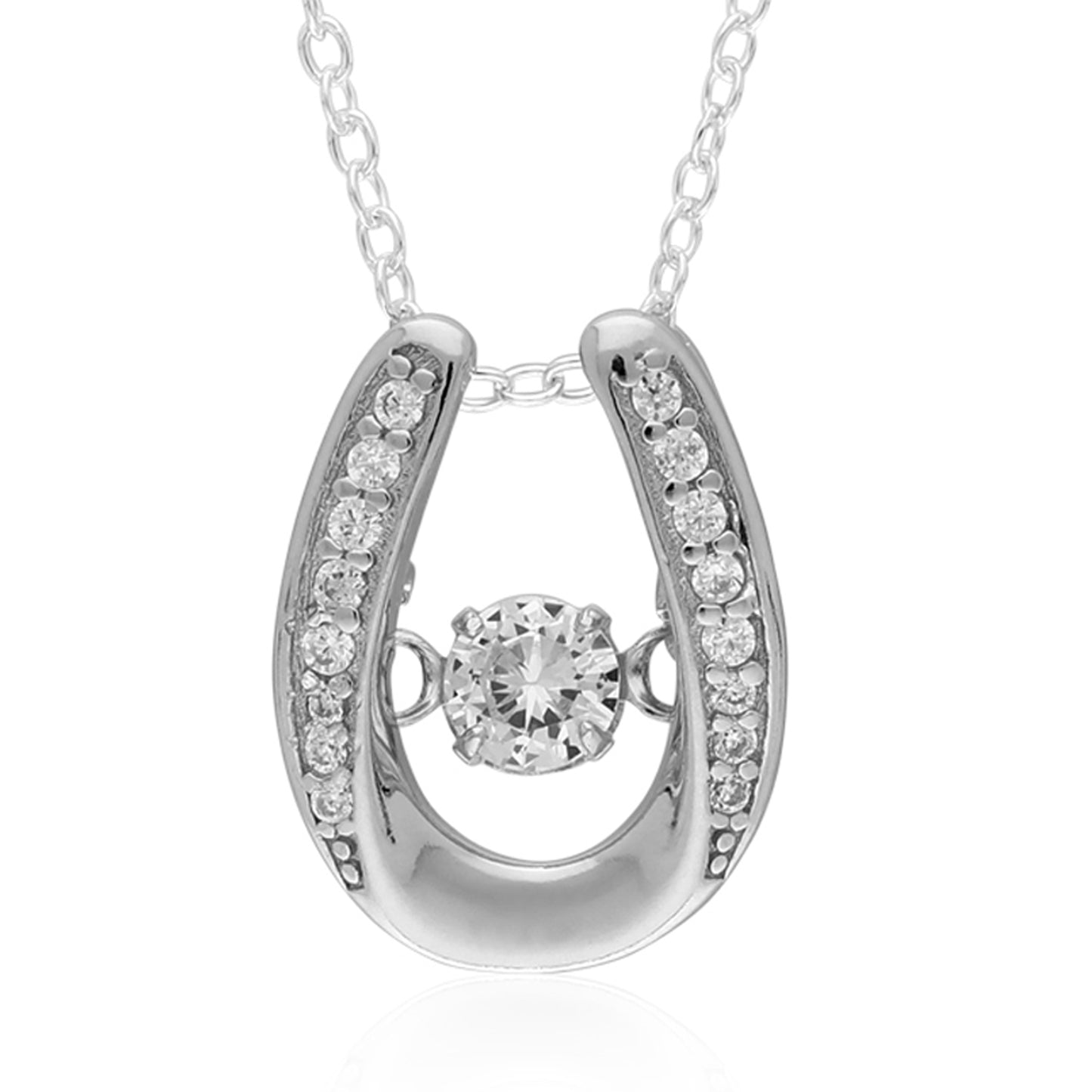 STERLING SILVER DANCING STONE PEND. W/ 18" CHAIN